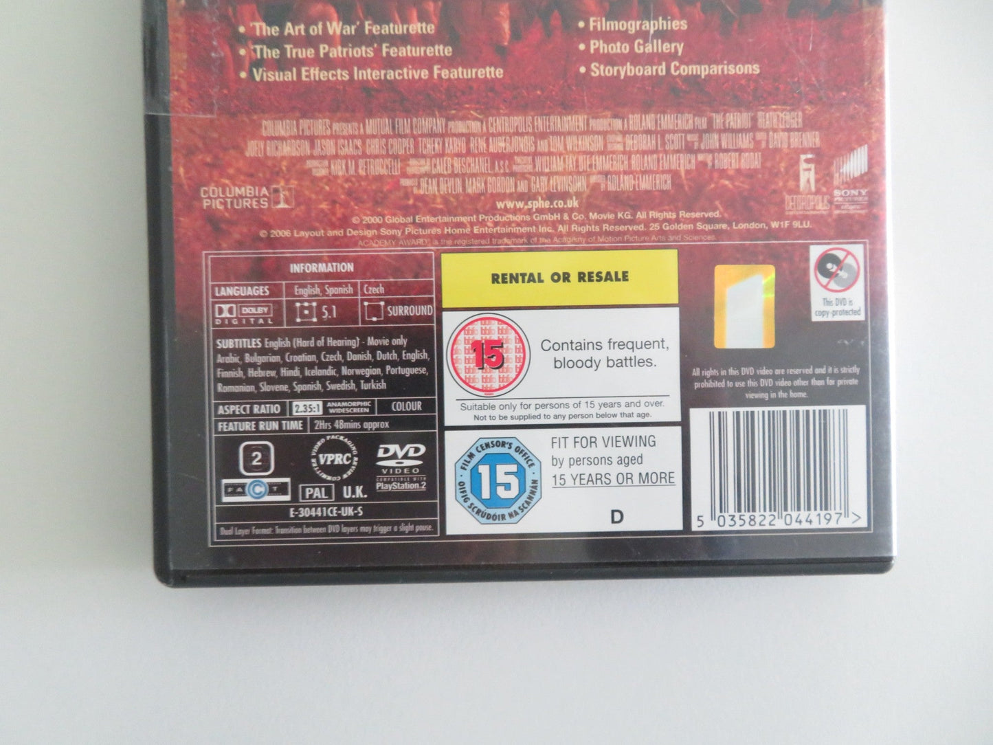 THE PATRIOT - EXTENDED CUT (DVD) MEL GIBSON HEATH LEDGER 2000 REGION 2 Movie posters