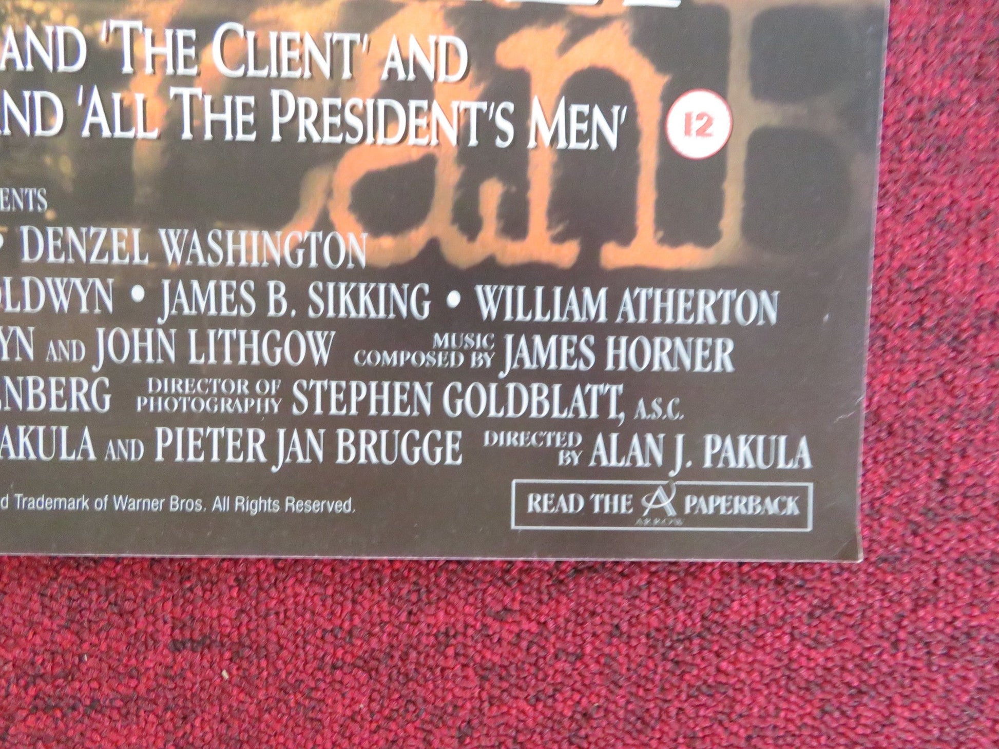 THE PELICAN BRIEF - B VHS VIDEO POSTER JULIA ROBERTS DENZEL WASHINGTON 1993 Rendezvous Cinema Movie posters