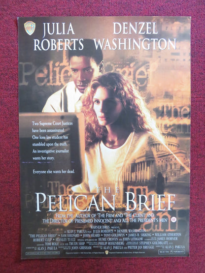 THE PELICAN BRIEF - B VHS VIDEO POSTER JULIA ROBERTS DENZEL WASHINGTON 1993 Rendezvous Cinema Movie posters