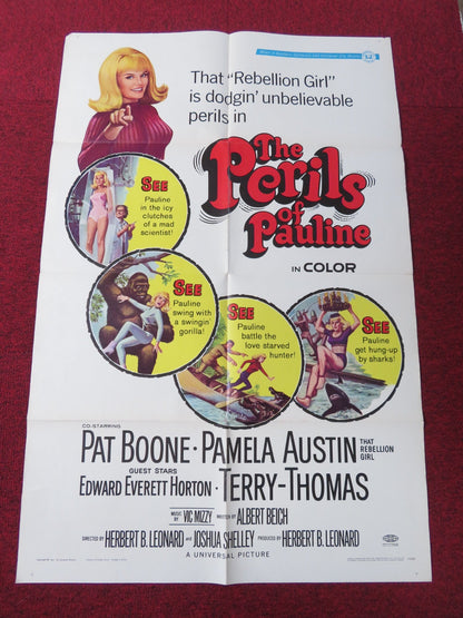 THE PERILS OF PAULINE FOLDED US ONE SHEET POSTER PAT BOONE TERRY - THOMAS 1967 Rendezvous Cinema Movie posters