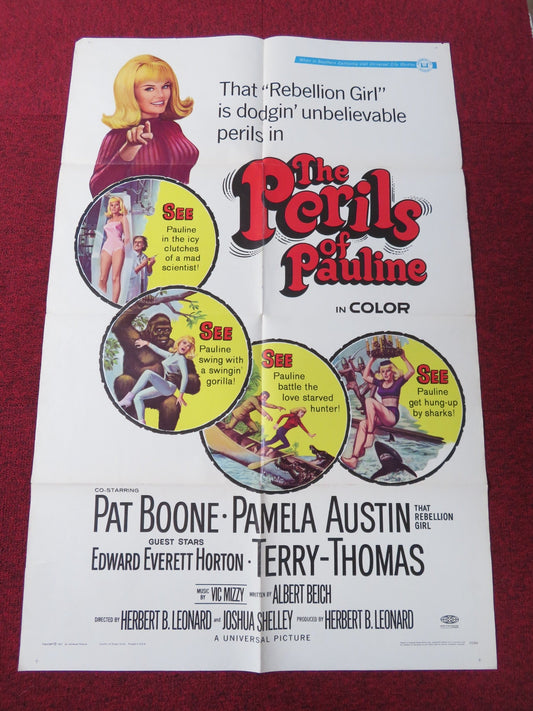 THE PERILS OF PAULINE FOLDED US ONE SHEET POSTER PAT BOONE TERRY - THOMAS 1967 Rendezvous Cinema Movie posters