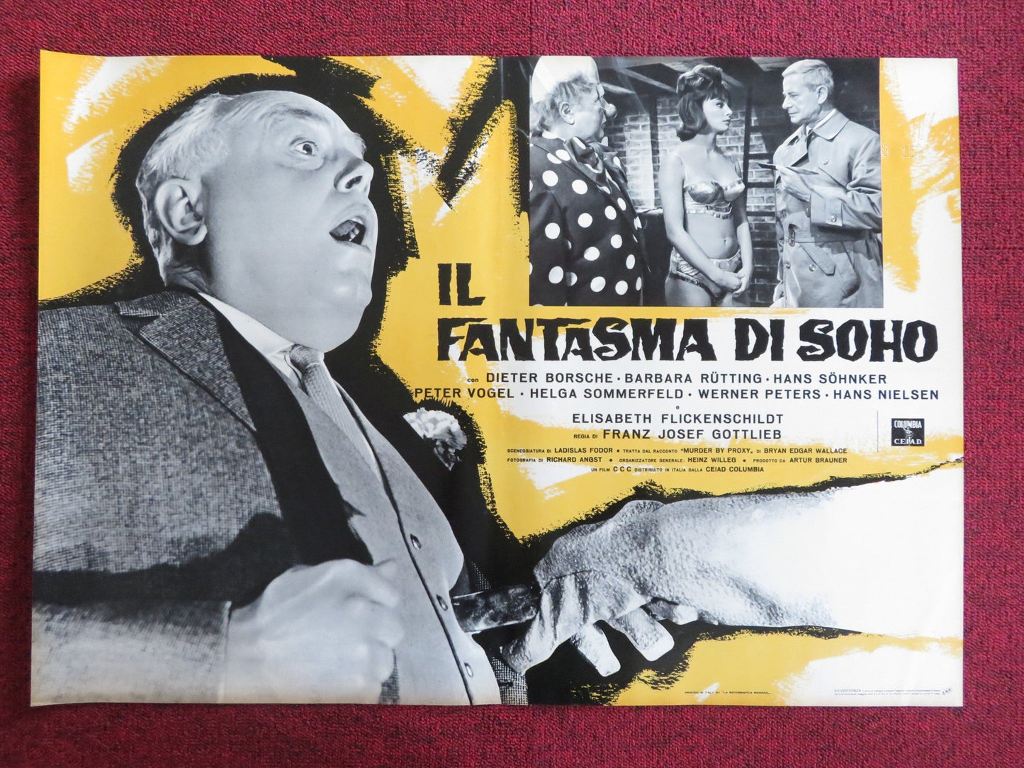 THE PHANTOM OF SOHO - F ITALIAN FOTOBUSTA POSTER DIETER BORSCHE B. RUTTING 1964 Rendezvous Cinema Movie posters