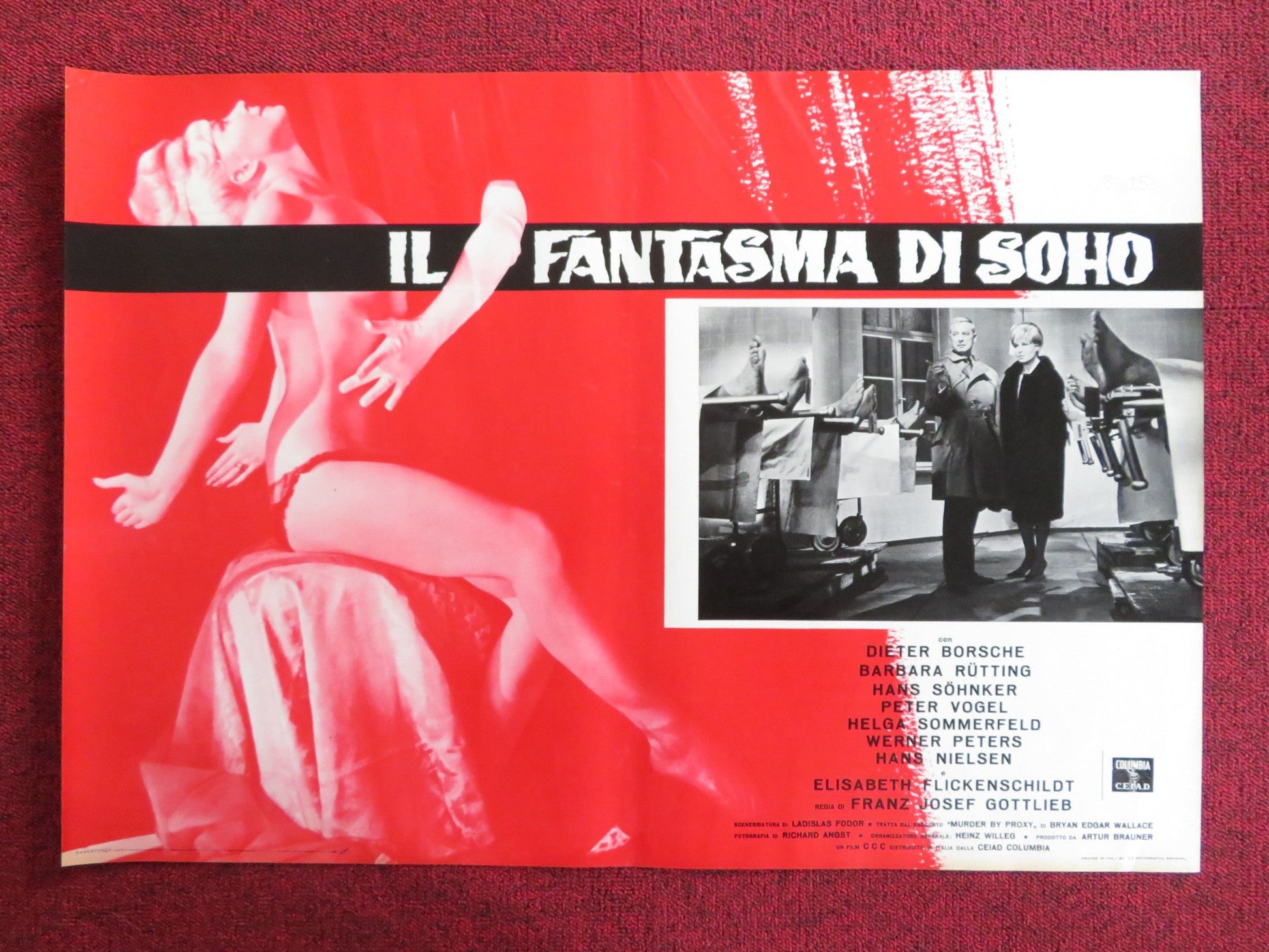 THE PHANTOM OF SOHO - G ITALIAN FOTOBUSTA POSTER DIETER BORSCHE B. RUTTING 1964 Rendezvous Cinema Movie posters