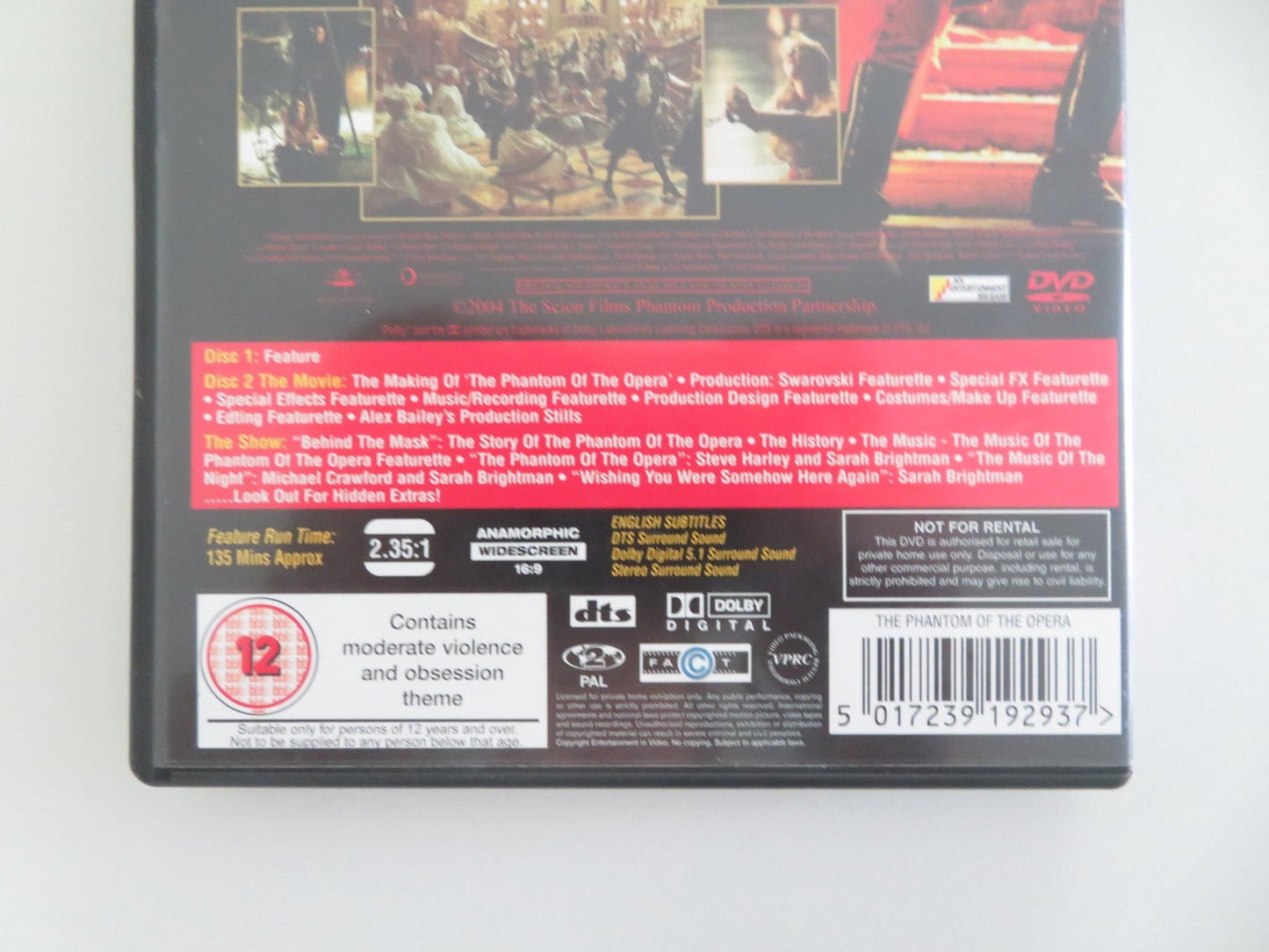 THE PHANTOM OF THE OPERA (DVD) GERARD BUTLER MINNIE DRIVER 2004 REGION 2 Movie posters