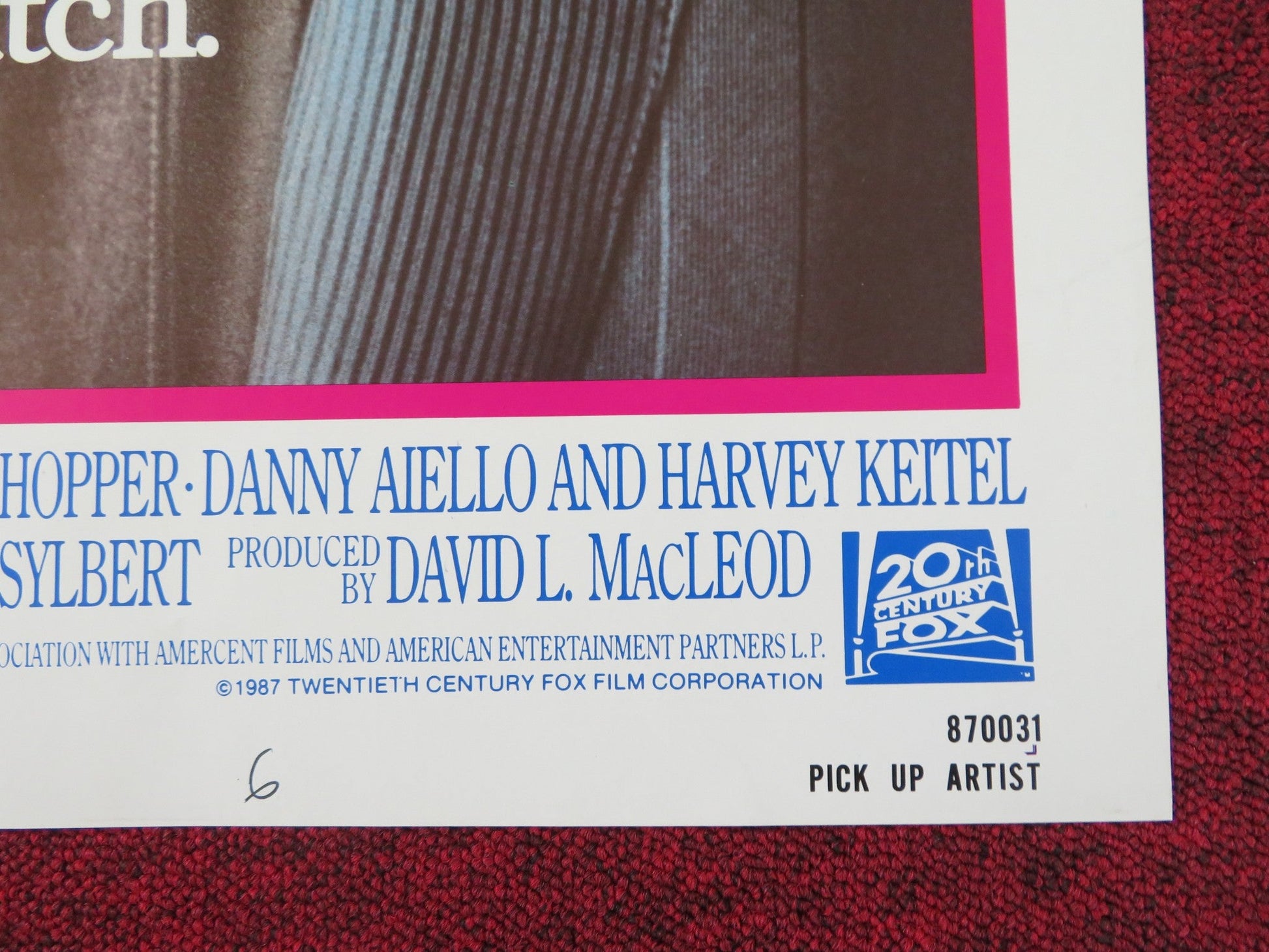 THE PICK - UP ARTIST FOLDED US ONE SHEET POSTER MOLLY RINGWALD R. DOWNEY JR. 1987 Rendezvous Cinema Movie posters