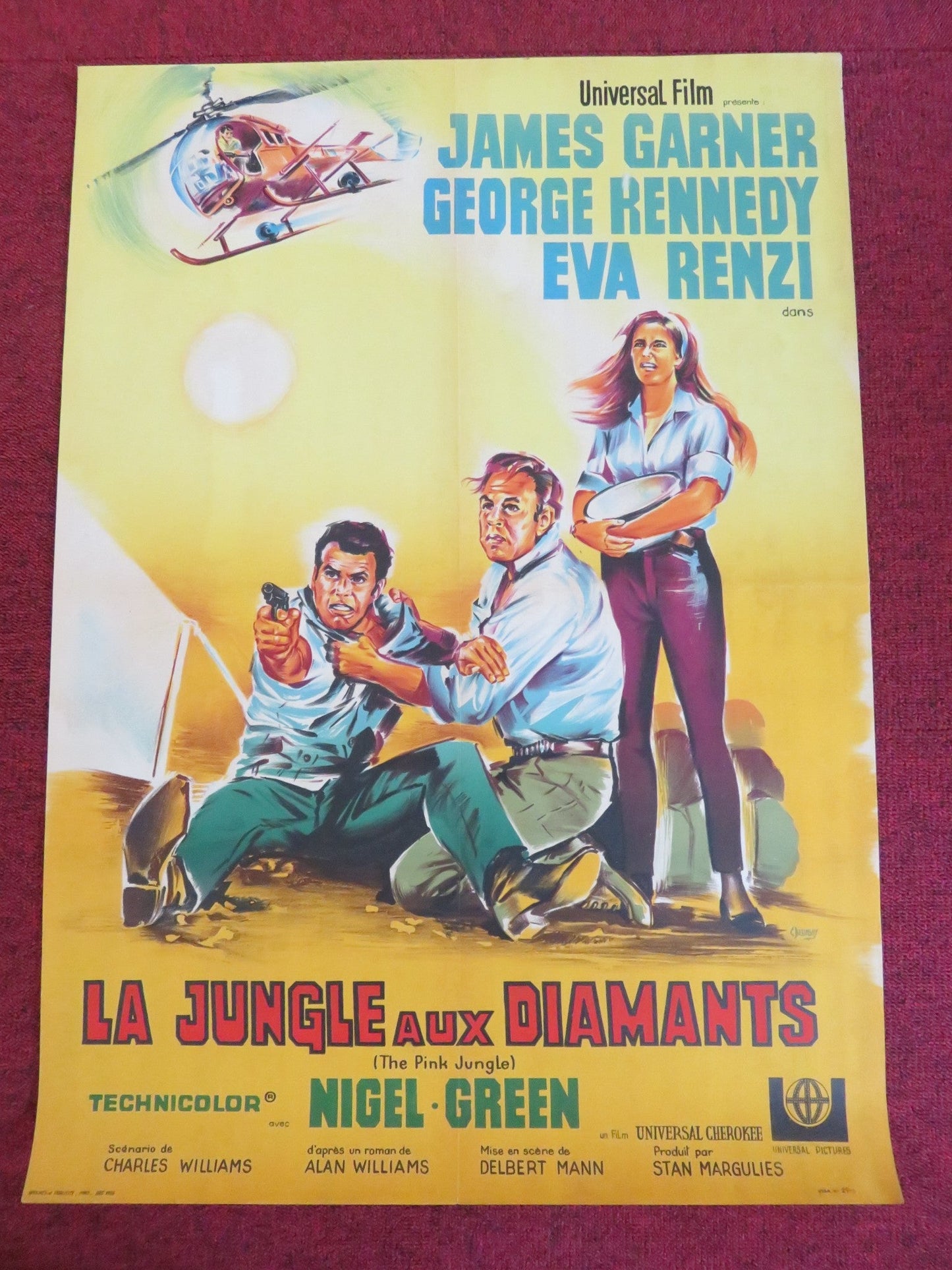 THE PINK JUNGLE FRENCH POSTER ROLLED JAMES GARNER GEORGE KENNEDY 1968 Rendezvous Cinema Movie posters