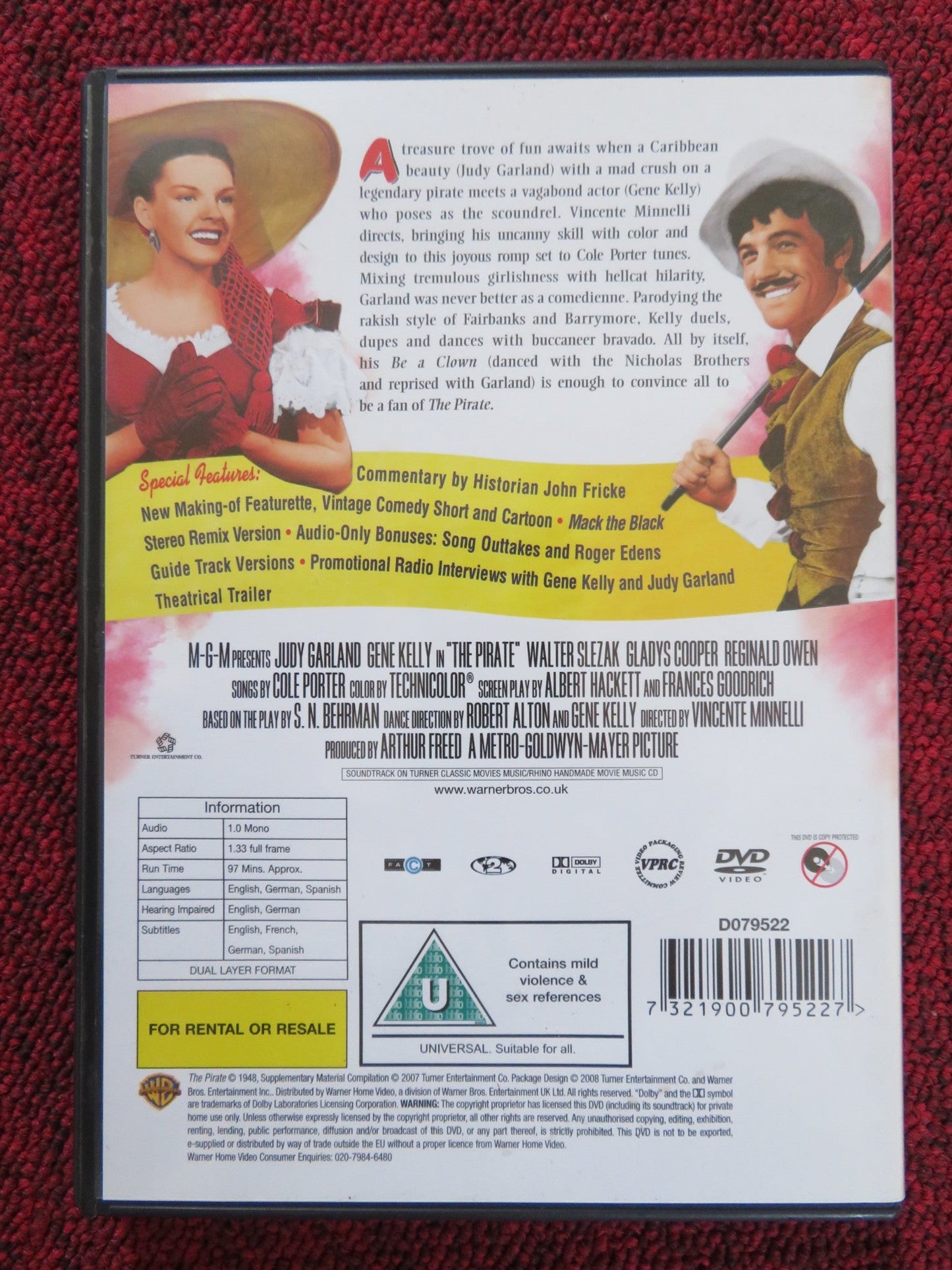 THE PIRATE (DVD) JUDY GARLAND GENE KELLY VINCENTE MINNELLI 1948 REGION 2 Rendezvous Cinema Movie posters