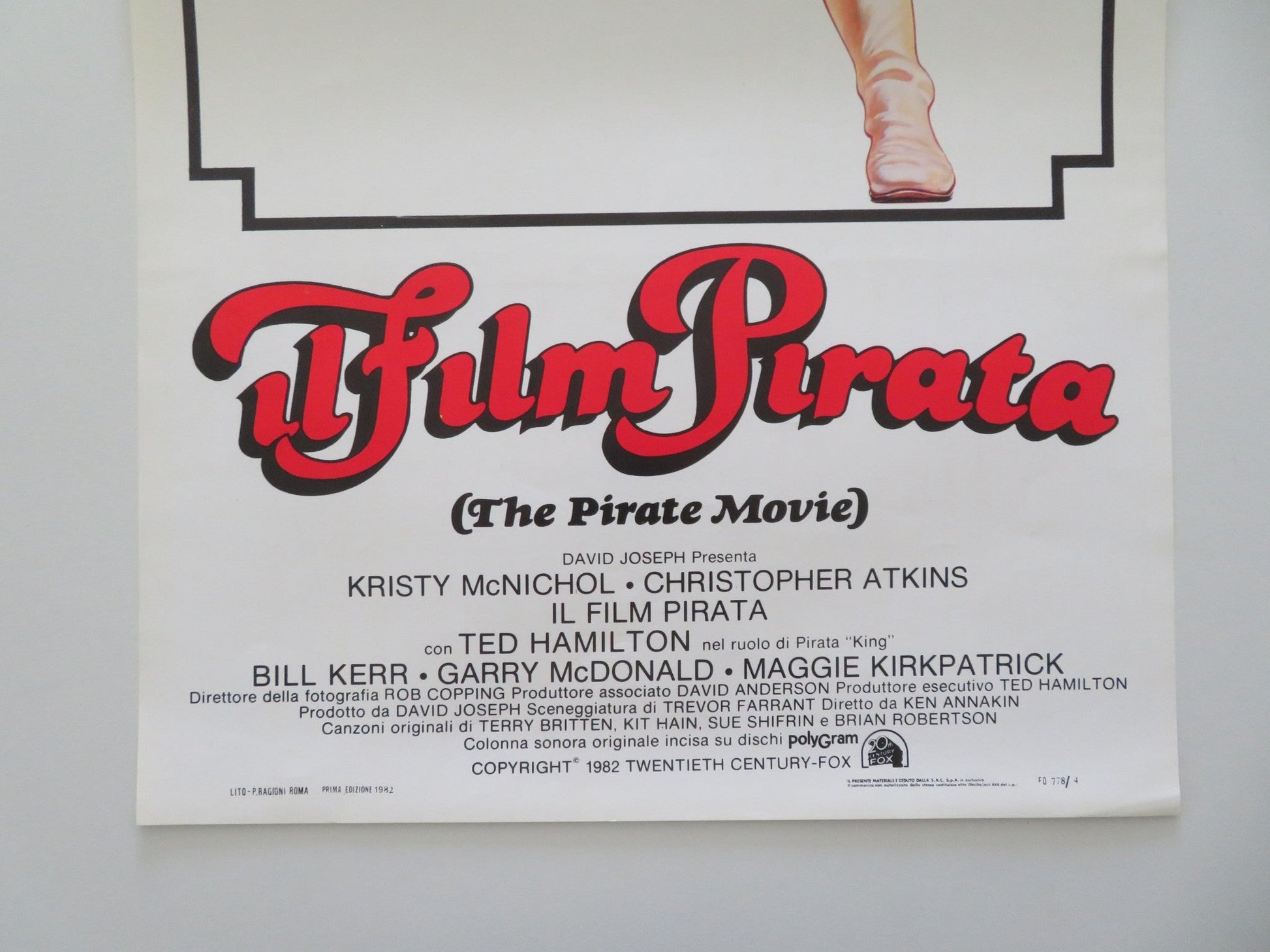THE PIRATE MOVIE ITALIAN LOCANDINA POSTER MCNICHOL CHRISTOPHER ATKINS 1982 Movie posters