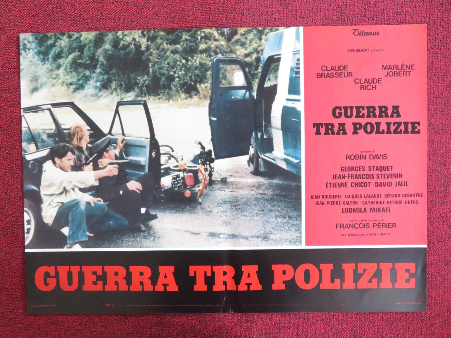 THE POLICE WAR - B ITALIAN FOTOBUSTA POSTER CLAUDE BRASSEUR MARLENE JOBERT 1980 Rendezvous Cinema Movie posters