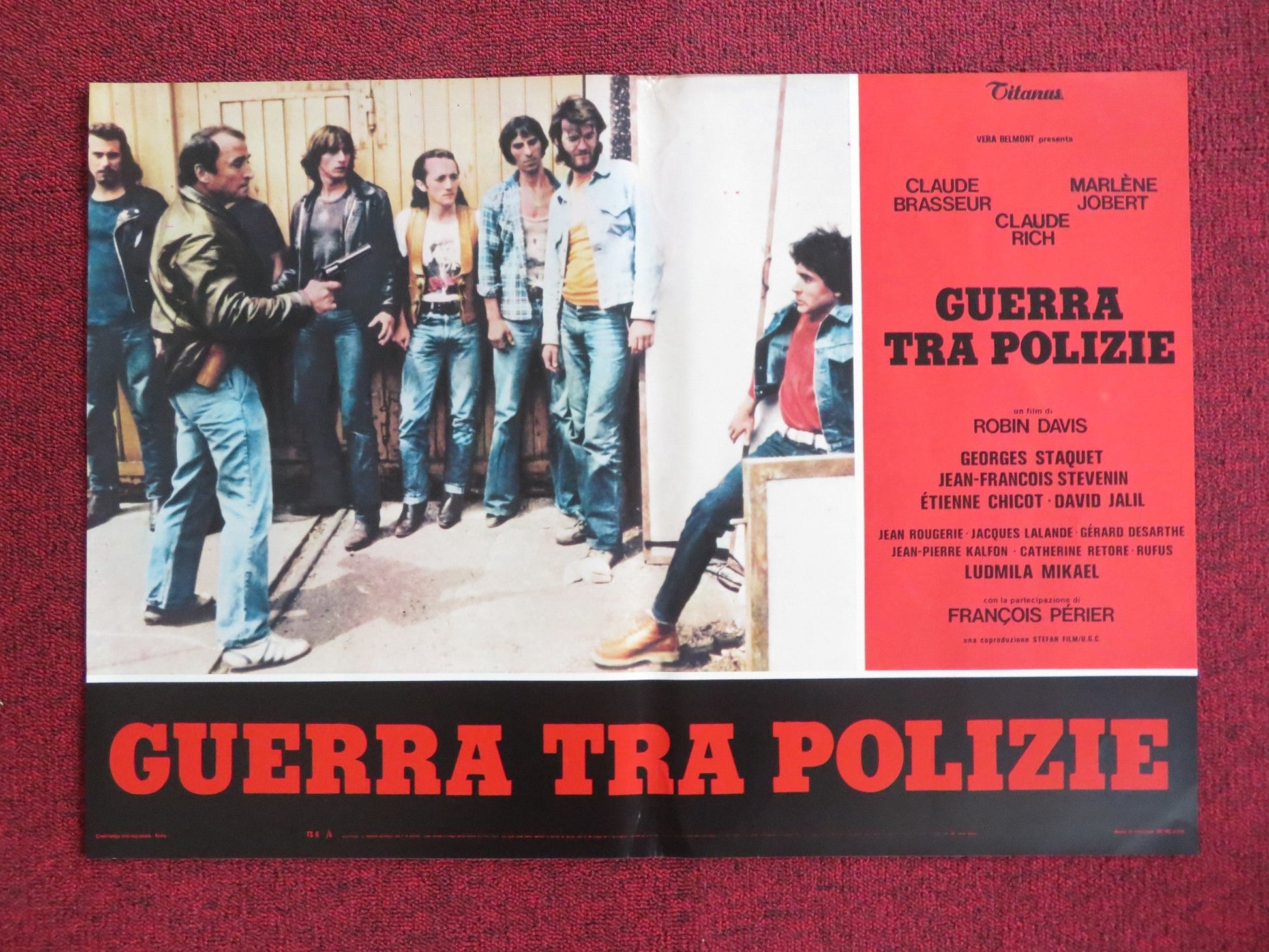 THE POLICE WAR - D ITALIAN FOTOBUSTA POSTER CLAUDE BRASSEUR MARLENE JOBERT 1980 Rendezvous Cinema Movie posters