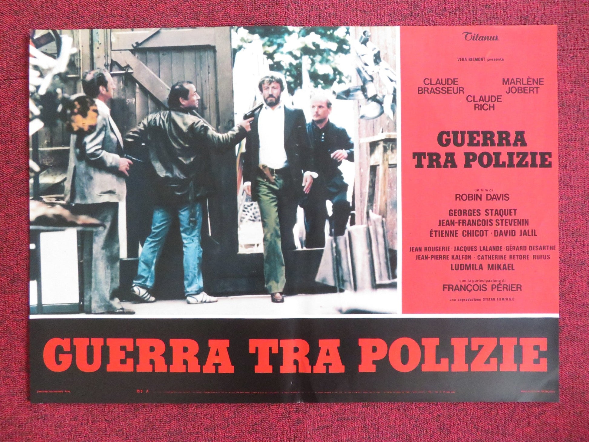 THE POLICE WAR - E ITALIAN FOTOBUSTA POSTER CLAUDE BRASSEUR MARLENE JOBERT 1980 Rendezvous Cinema Movie posters