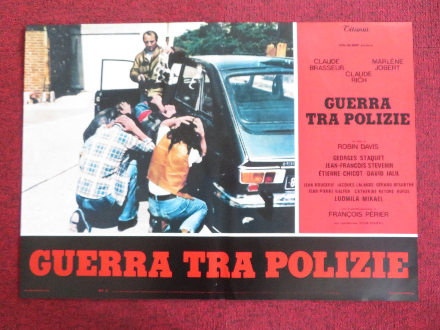 THE POLICE WAR - F ITALIAN FOTOBUSTA POSTER CLAUDE BRASSEUR MARLENE JOBERT 1980 Rendezvous Cinema Movie posters