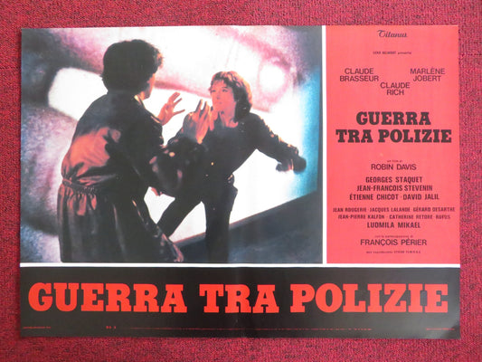 THE POLICE WAR - G ITALIAN FOTOBUSTA POSTER CLAUDE BRASSEUR MARLENE JOBERT 1980 Rendezvous Cinema Movie posters