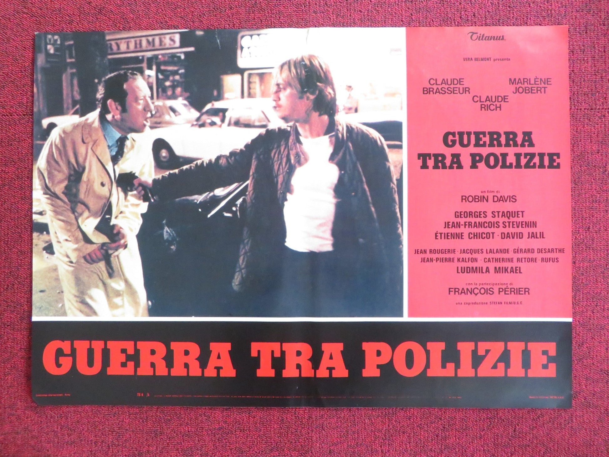 THE POLICE WAR - H ITALIAN FOTOBUSTA POSTER CLAUDE BRASSEUR MARLENE JOBERT 1980 Rendezvous Cinema Movie posters