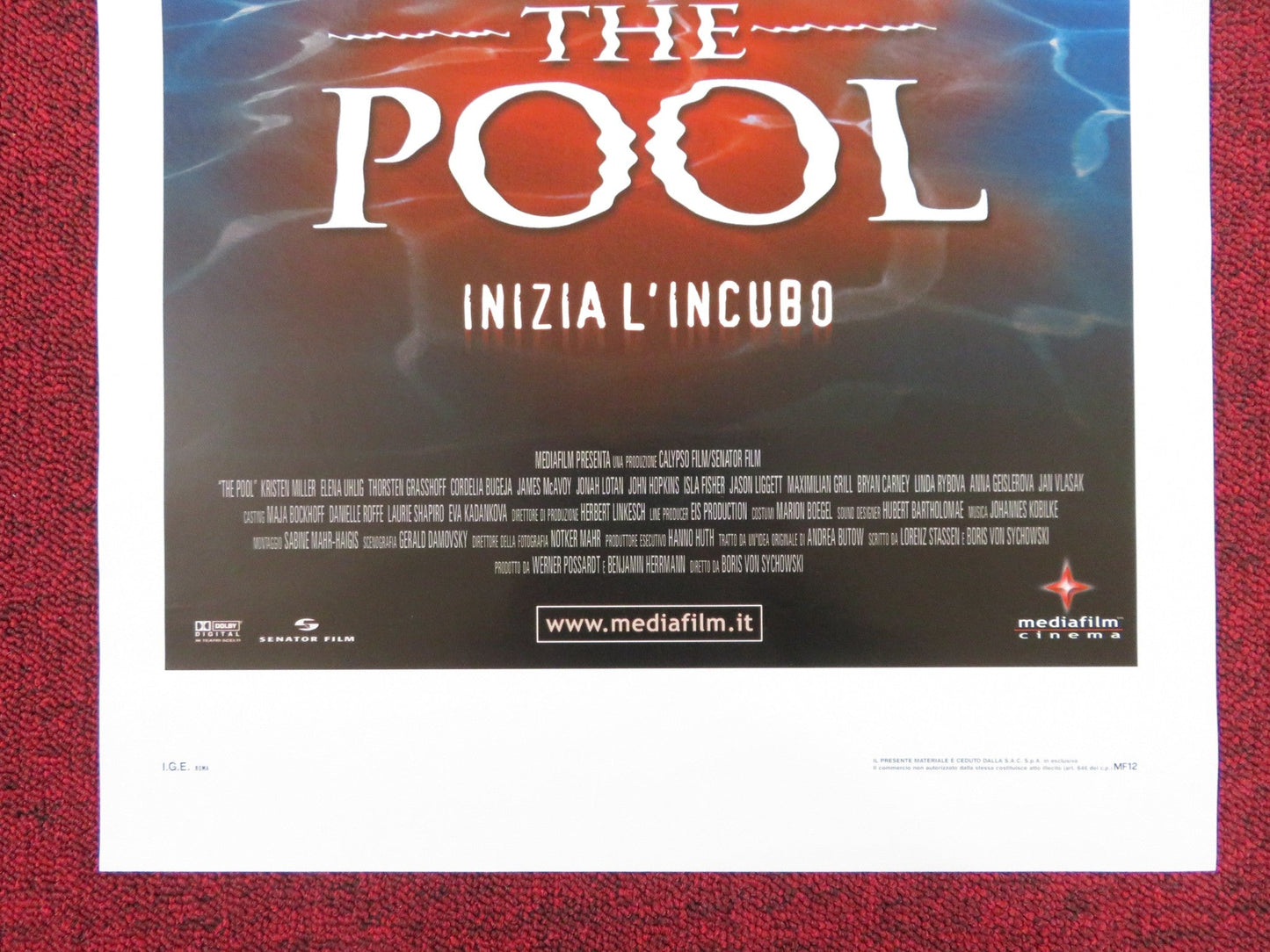 THE POOL ITALIAN LOCANDINA POSTER KRISTEN MILLER JAMES MCAVOY 2001 Rendezvous Cinema Movie posters