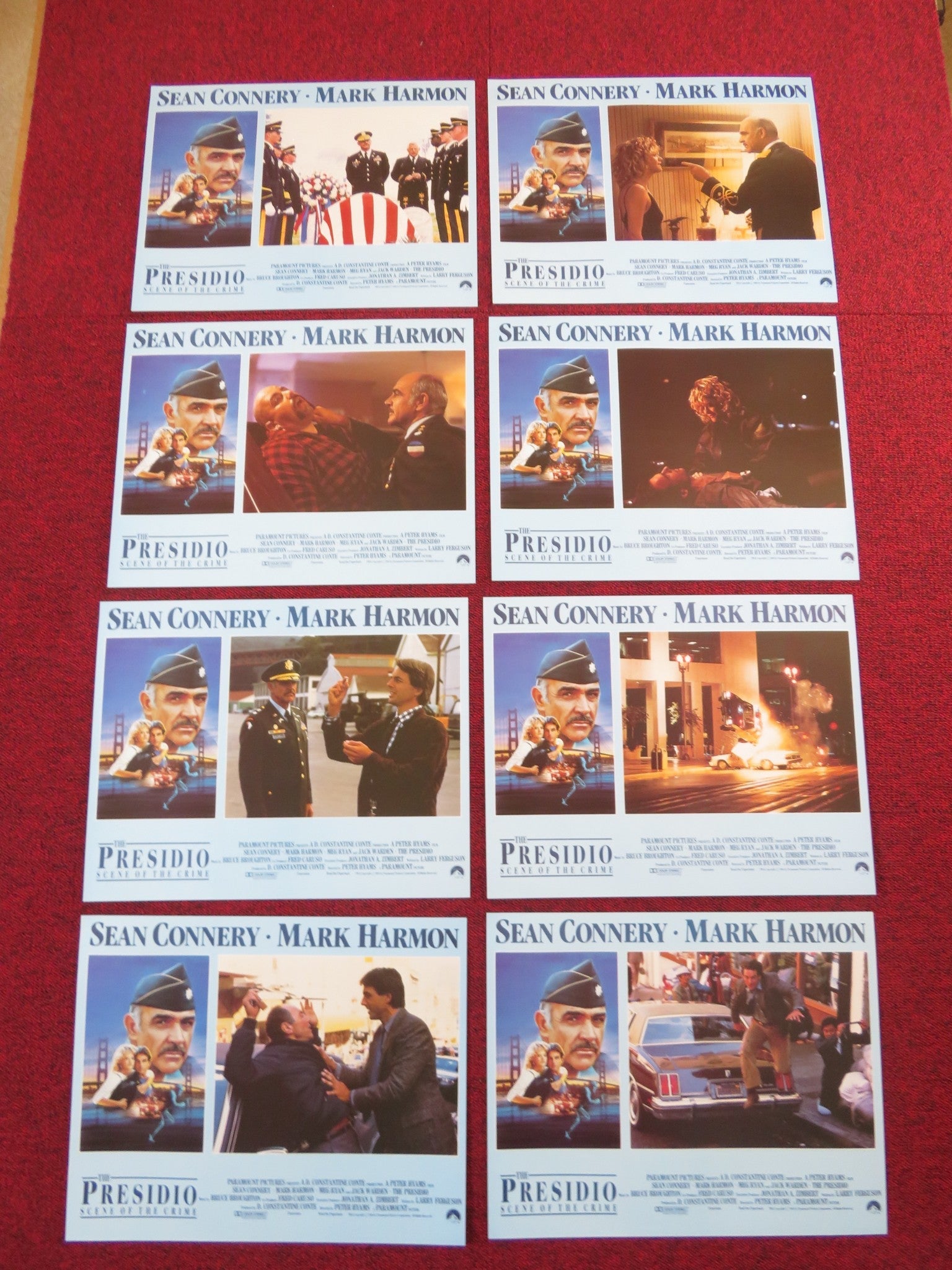 THE PRESIDIO US LOBBY CARD FULL SET SEAN CONNERY MARK HARMON 1988 Rendezvous Cinema Movie posters