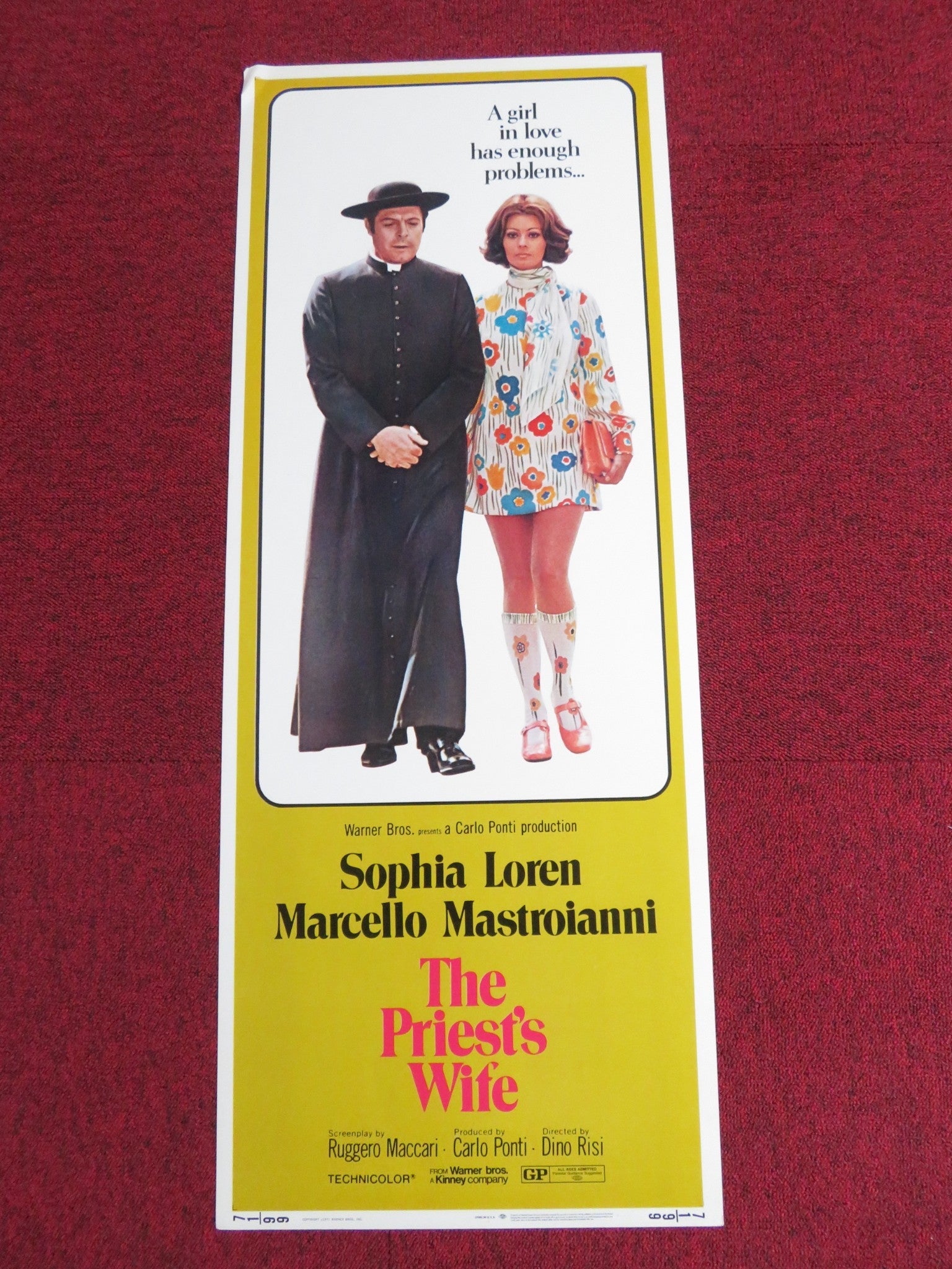 THE PRIEST'S WIFE US INSERT POSTER SOPHIA LOREN MARCELLO MASTROIANNI 1971 Rendezvous Cinema Movie posters
