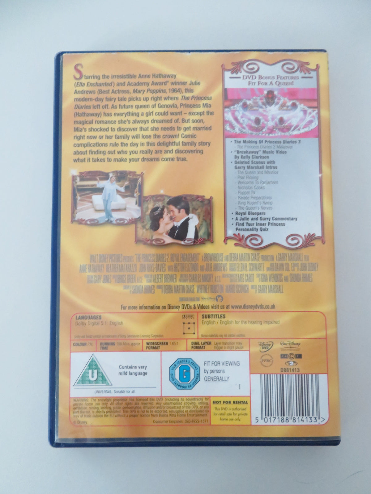 The Princess Diaries 2: Royal Engagement (DVD) Disney Anne Hathaway 2004 Region 2 Movie posters