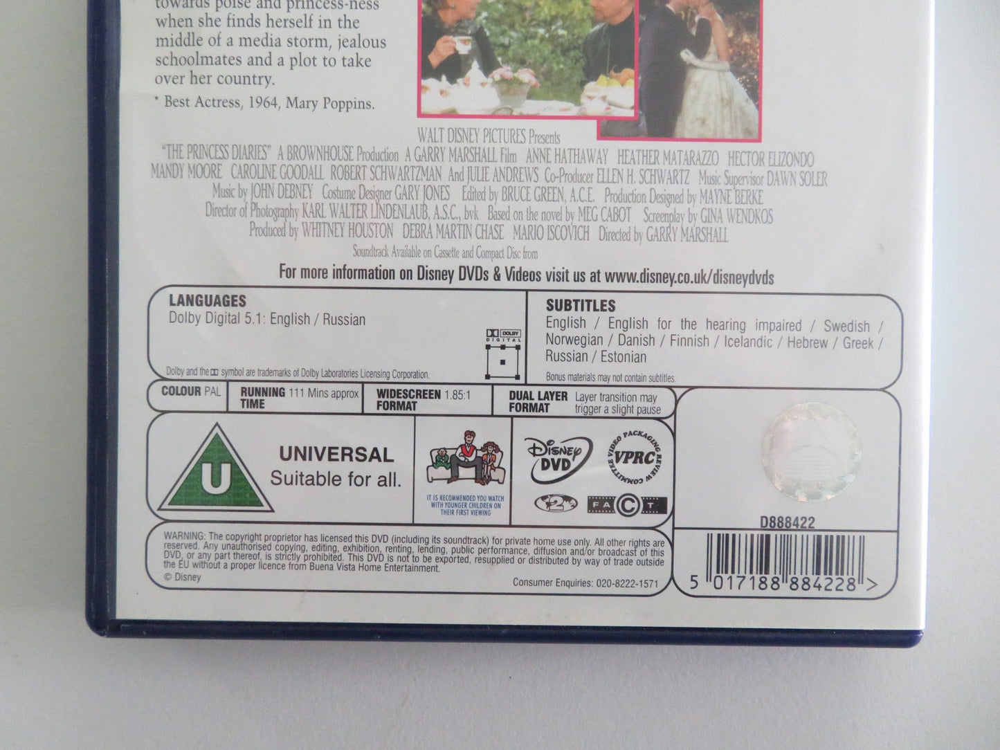The Princess Diaries (DVD) Disney Anne Hathaway Julie Andrews 2001 Region 2 Movie posters