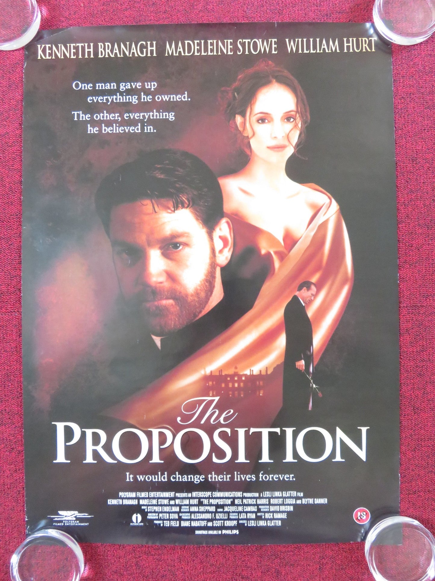 THE PROPOSITION VHS VIDEO POSTER ROLLED KENNETH BRANAGH MADELEINE STOWE 1998 Rendezvous Cinema Movie posters