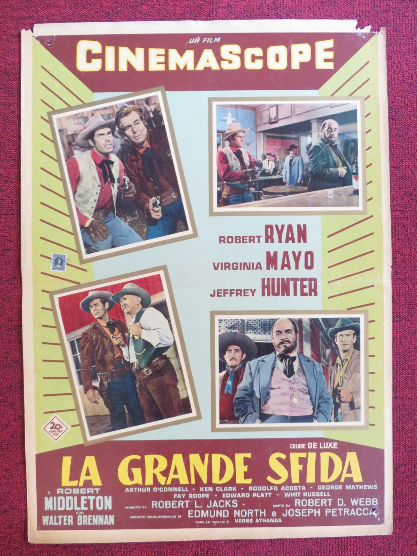 THE PROUD ONES - E ITALIAN FOTOBUSTA POSTER ROBERT RYAN VIRGINIA MAYO 1956 Rendezvous Cinema Movie posters