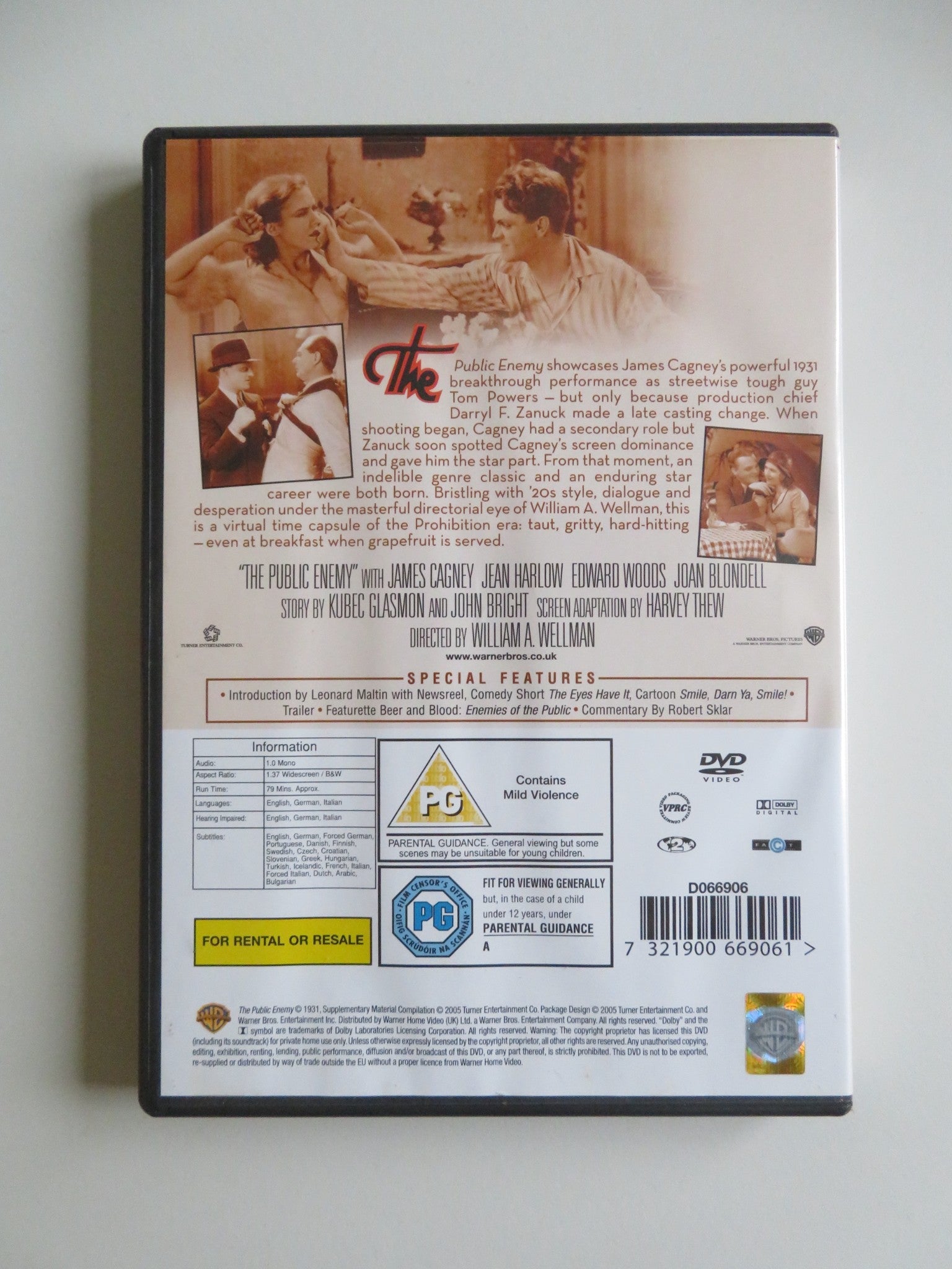 THE PUBLIC ENEMY (DVD) JAMES CAGNEY JEAN HARLOW 1931 REGION 2 Movie posters