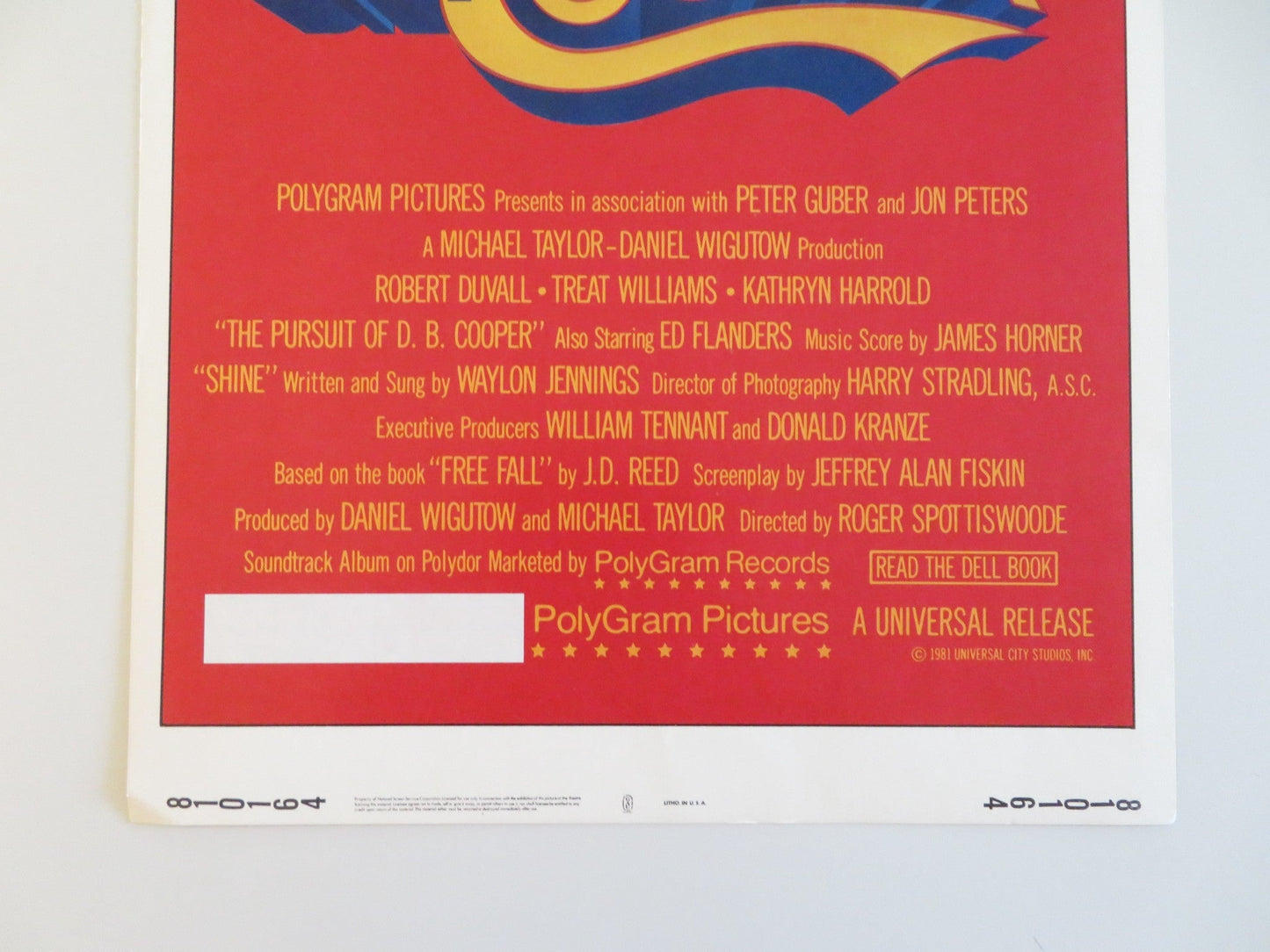 THE PURSUIT OF D.B. COOPER US INSERT POSTER ROBERT DUVALL TREAT WILLIAMS 1981 Rendezvous Cinema Movie posters