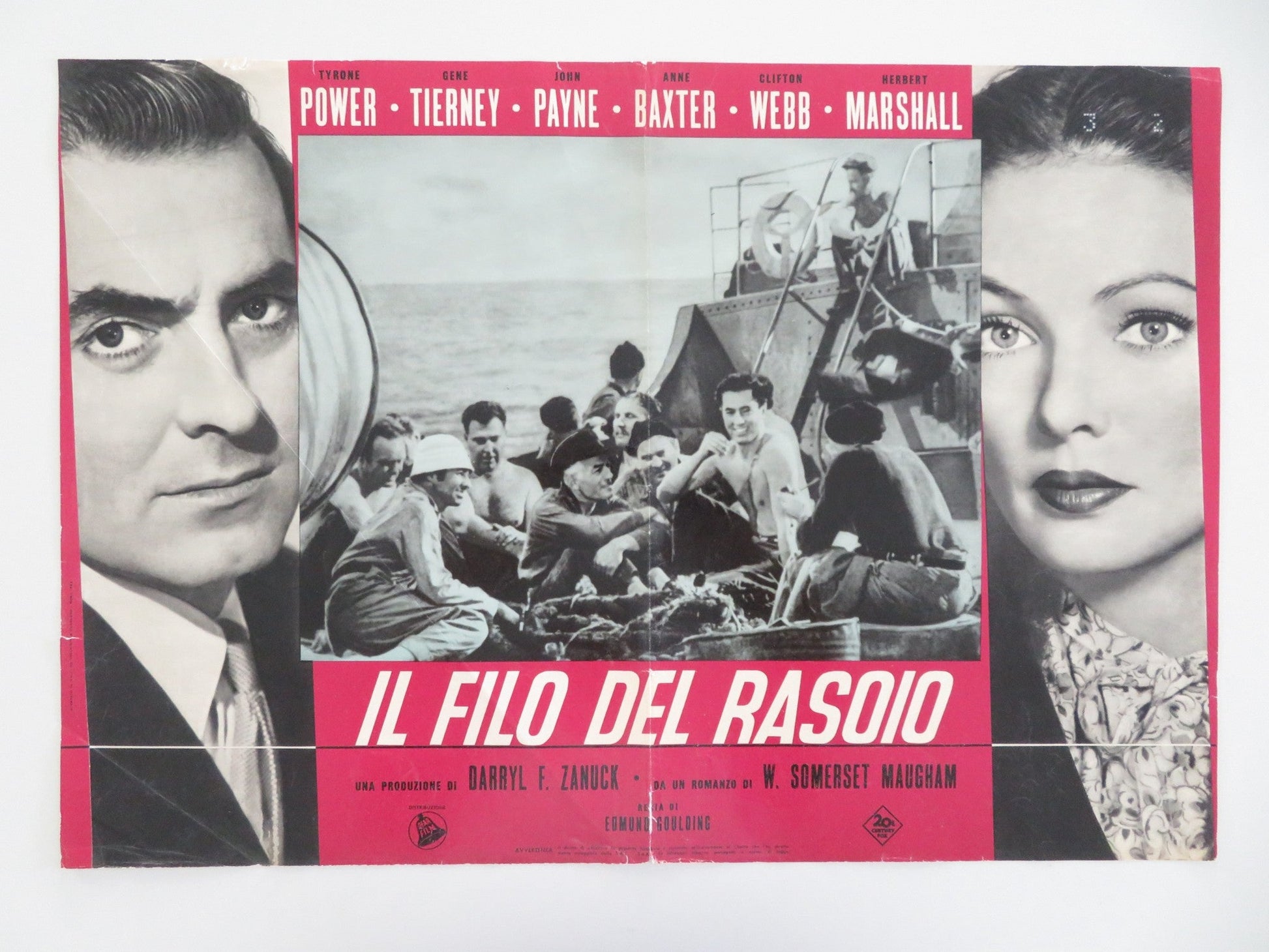 THE RAZOR'S EDGE ITALIAN FOTOBUSTA POSTER TYRONE POWER GENE TIERNEY R1946 Movie posters