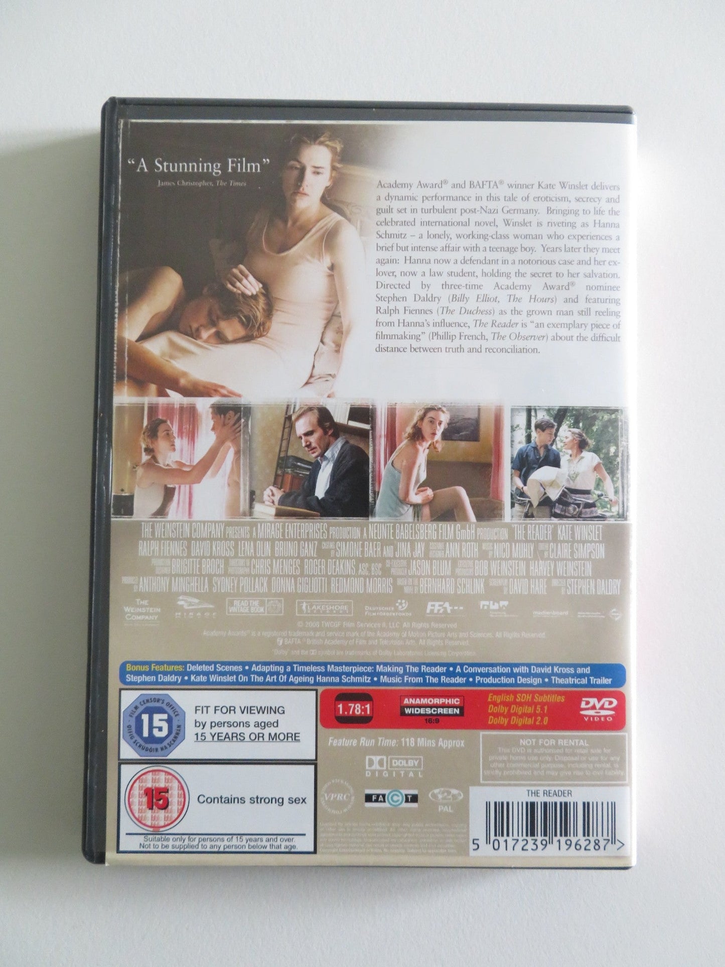 THE READER (DVD) KATE WINSLET RALPH FIENNES 2008 REGION 2 Rendezvous Cinema Movie posters