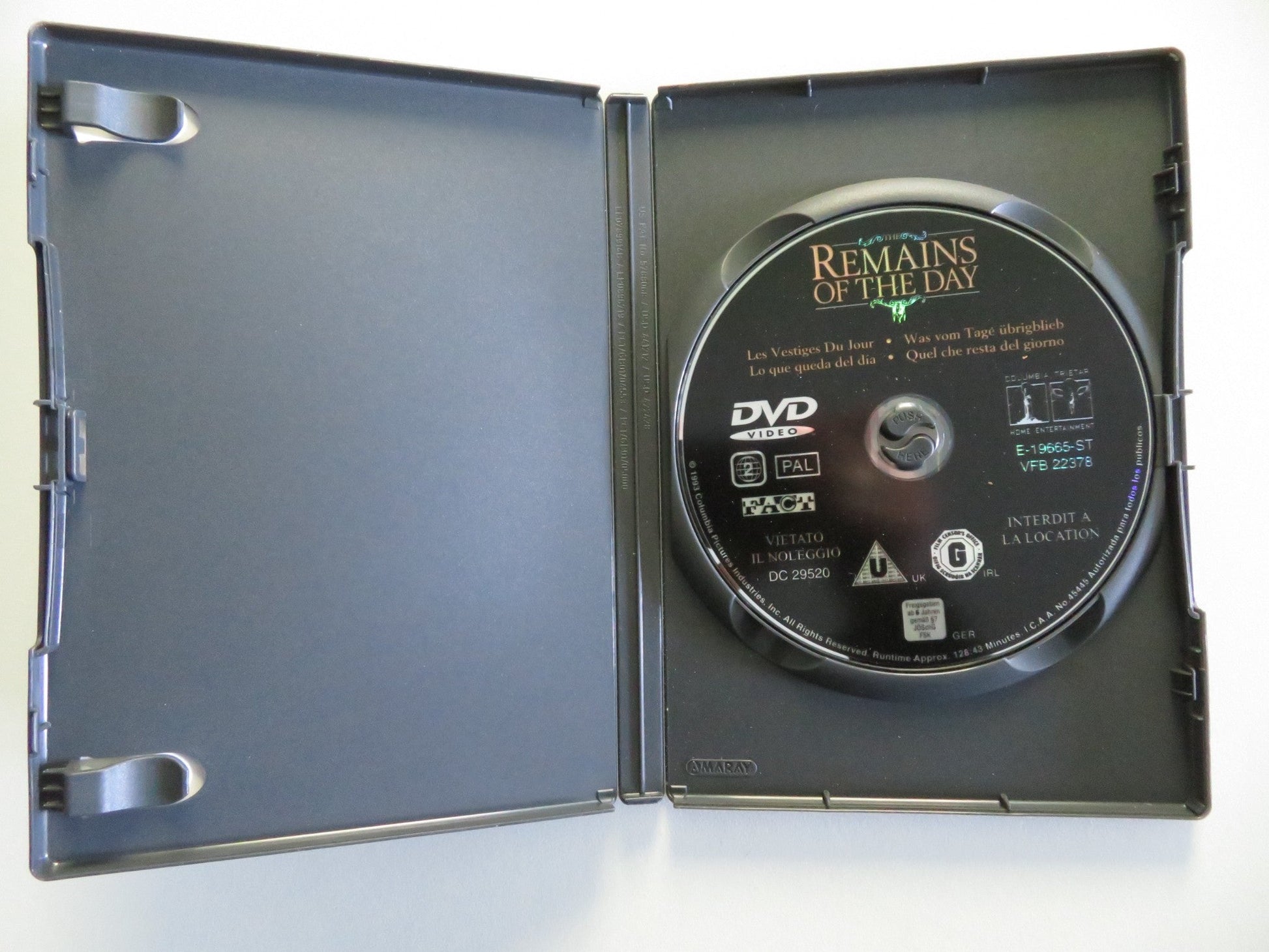 THE REMAINS OF THE DAY (DVD) ANTHONY HOPKINS EMMA THOMPSON 1993 REGION 2 Movie posters