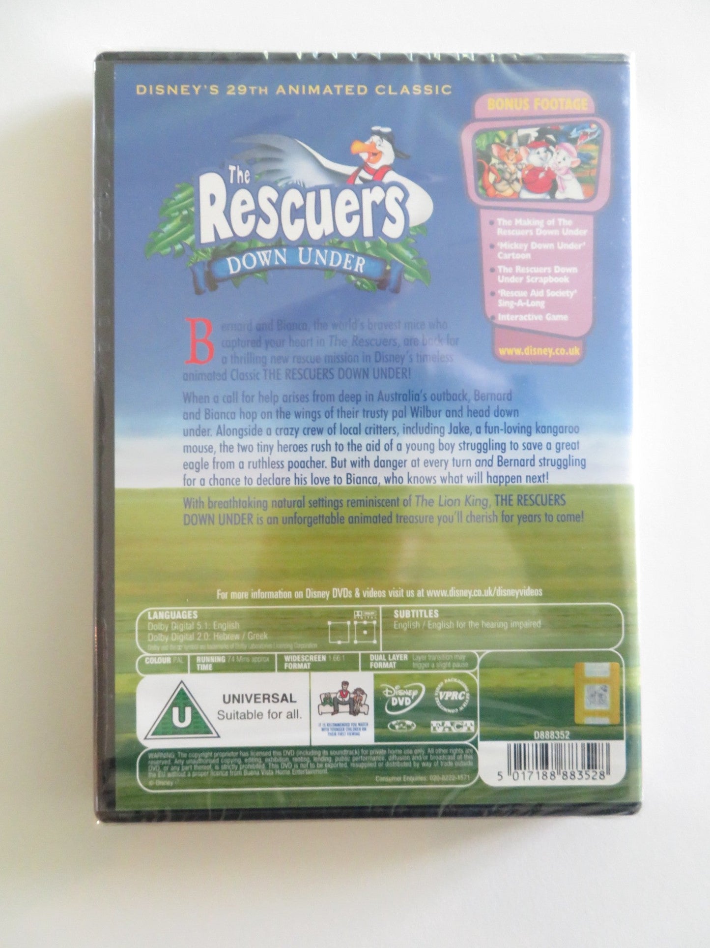 THE RESCUERS DOWN UNDER (DVD) DISNEY BOB NEWHART EVA GABOR 1990 REGION 2 Rendezvous Cinema Movie posters