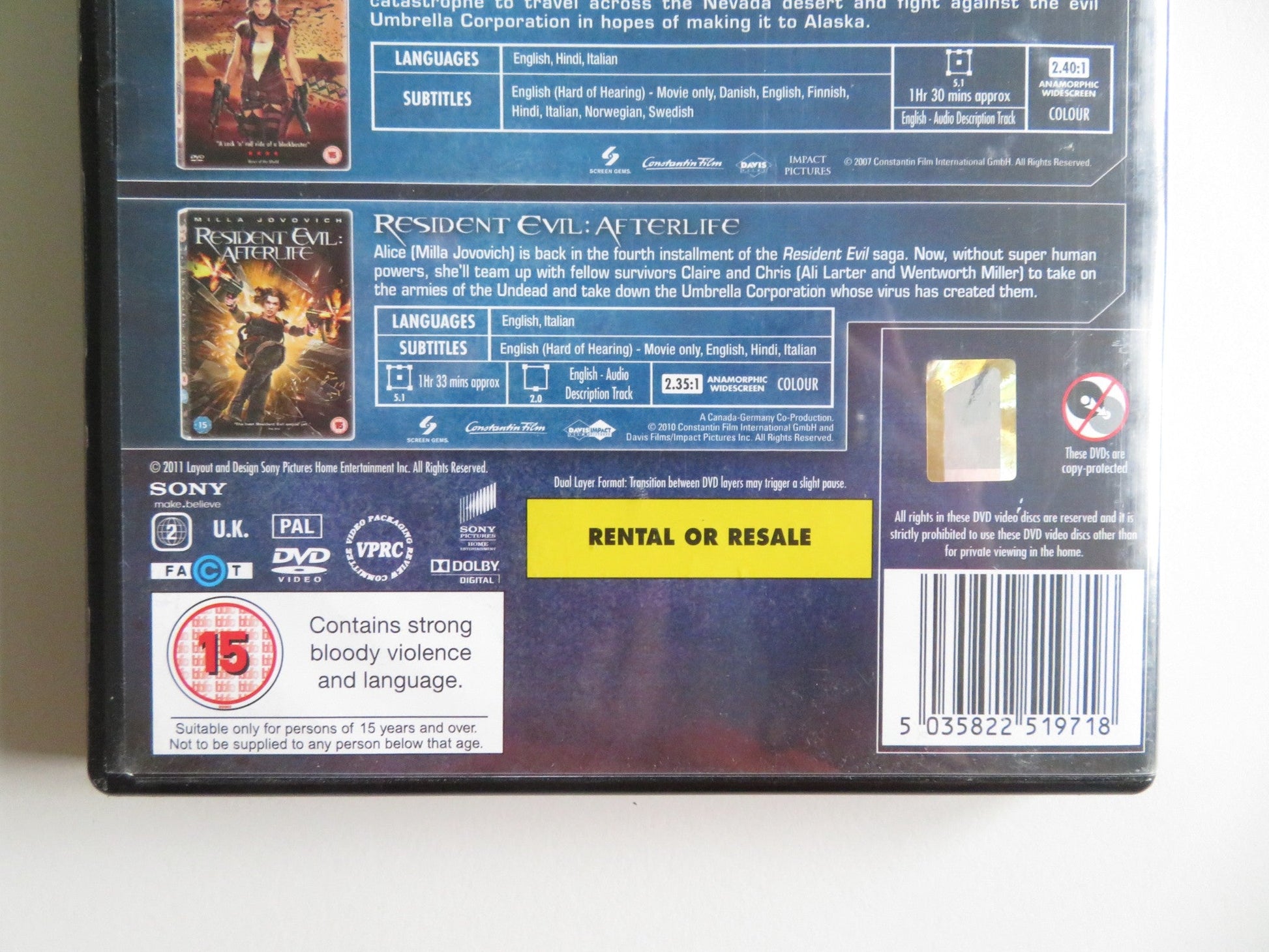 THE RESIDENT EVIL COLLECTION - 4 DISC (DVD) MILLA JOVOVICH 2002 REGION 2 Movie posters