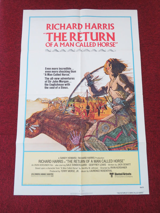 THE RETURN OF A MAN CALLED HORSE FOLDED US ONE SHEET POSTER RICHARD HARRIS 1976 Movie posters
