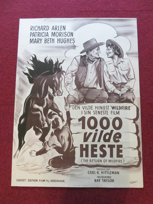 THE RETURN OF WILDFIRE DANISH POSTER ROLLED RICHARD ARLEN PATRICIA MORISON 1952 Rendezvous Cinema Movie posters