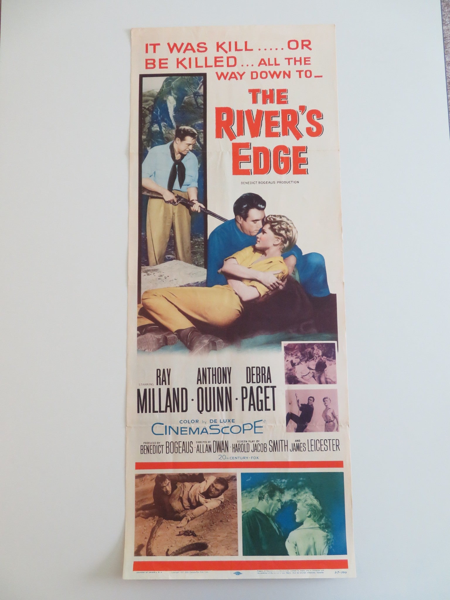 THE RIVER'S EDGE US INSERT POSTER RAY MILLAND ANTHONY QUINN 1957 Rendezvous Cinema Movie posters