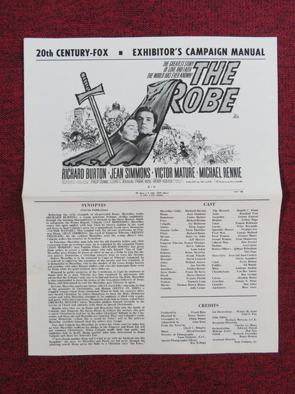 THE ROBE UNCUT PRESS BOOK FOLDED RICHARD BURTON JEAN SIMMONS R1963 Rendezvous Cinema Movie posters