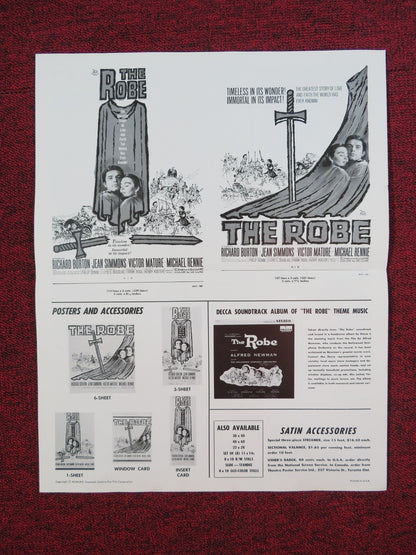 THE ROBE UNCUT PRESS BOOK FOLDED RICHARD BURTON JEAN SIMMONS R1963 Rendezvous Cinema Movie posters