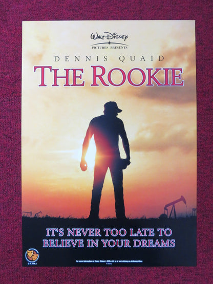 THE ROOKIE VHS VIDEO POSTER DENNIS QUAID RACHEL GRIFFITHS 2002 Rendezvous Cinema Movie posters