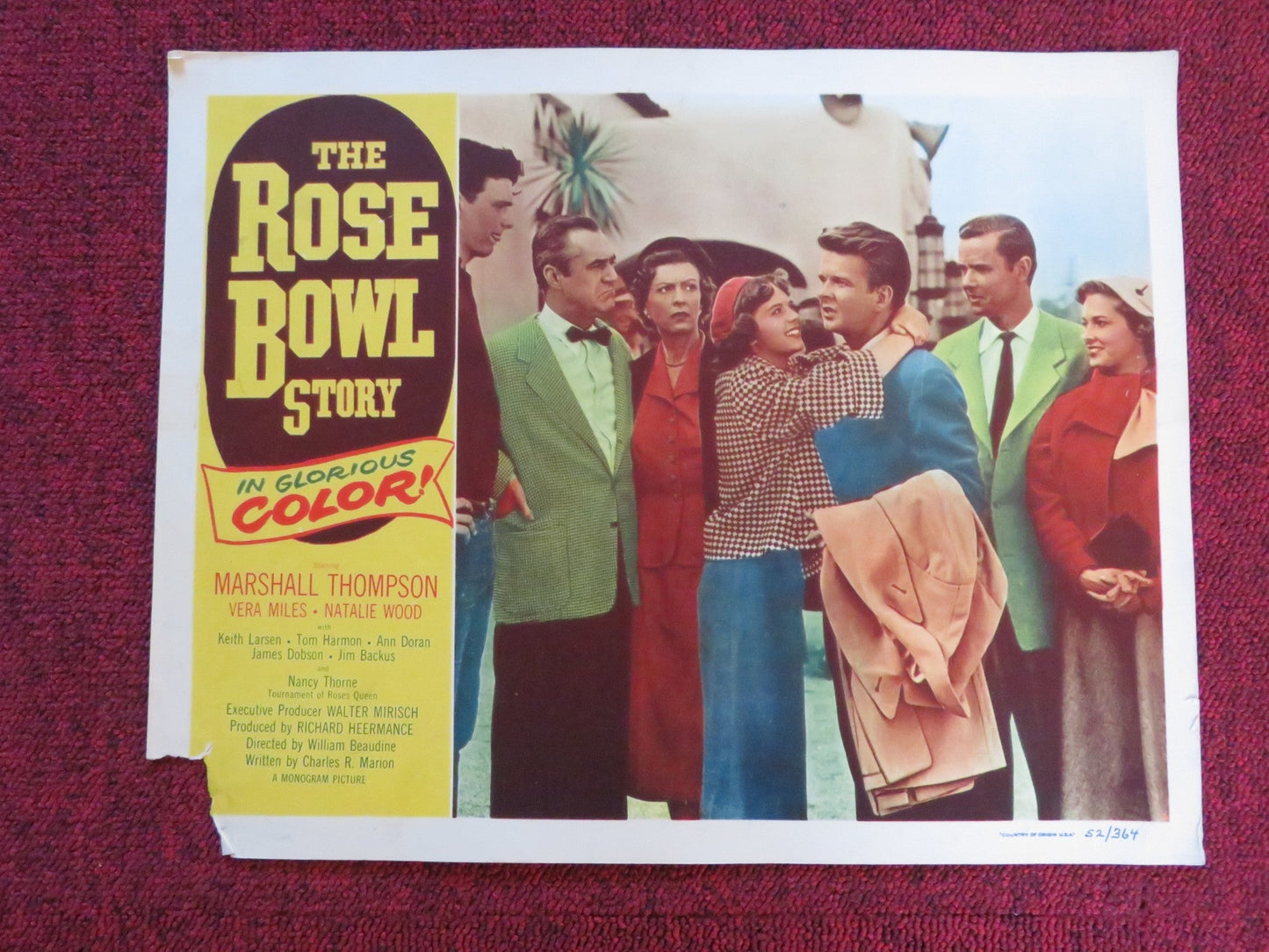 THE ROSE BOWL STORY US LOBBY CARD FULL SET MARSHALL THOMPSON VERA MILES 1952 Rendezvous Cinema Movie posters