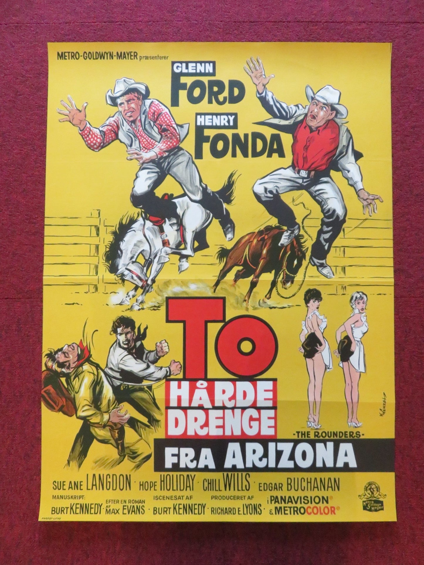 THE ROUNDERS DANISH POSTER ROLLED GLENN FORD HENRY FONDA 1965 Rendezvous Cinema Movie posters