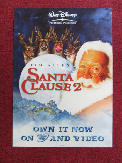 THE SANTA CLAUSE 2 DVD & VHS VIDEO POSTER TIM ALLEN ELIZABETH MITCHELL 2002 Rendezvous Cinema Movie posters