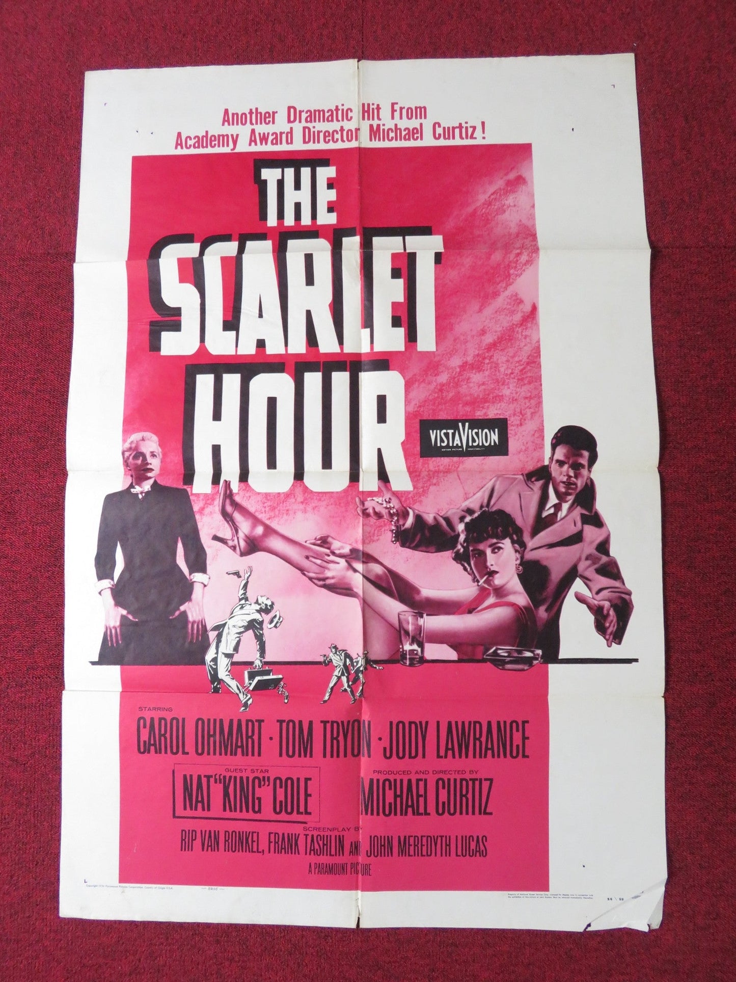 THE SCARLET HOUR FOLDED US ONE SHEET POSTER CAROL OHMART TOM TRYON 1956 Rendezvous Cinema Movie posters