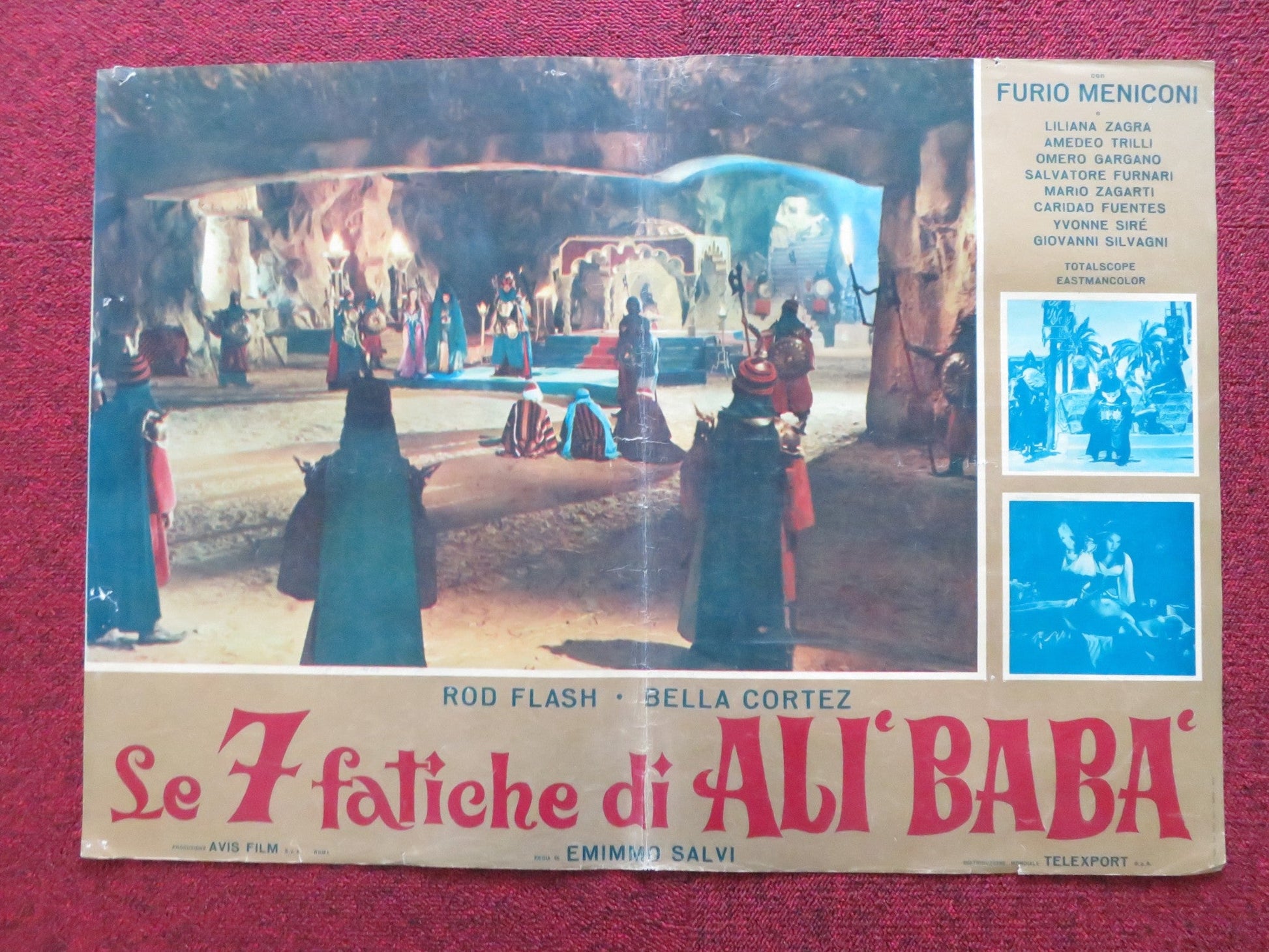 THE SEVEN TASKS OF ALI BABA - B ITALIAN FOTOBUSTA POSTER ROD FLASH CORTEZ 1962 Rendezvous Cinema Movie posters