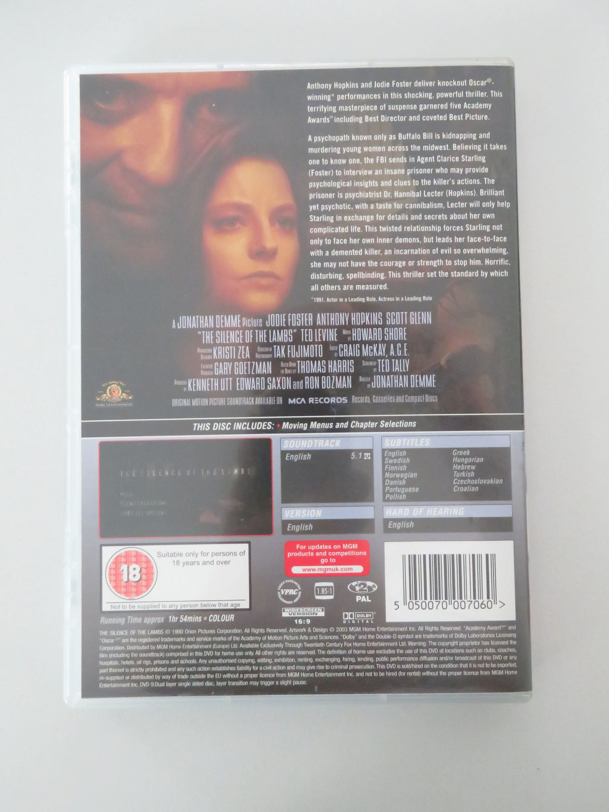 The Silence of the Lambs - C (DVD) Jodie Foster Anthony Hopkins 1991 Region 2 Movie posters