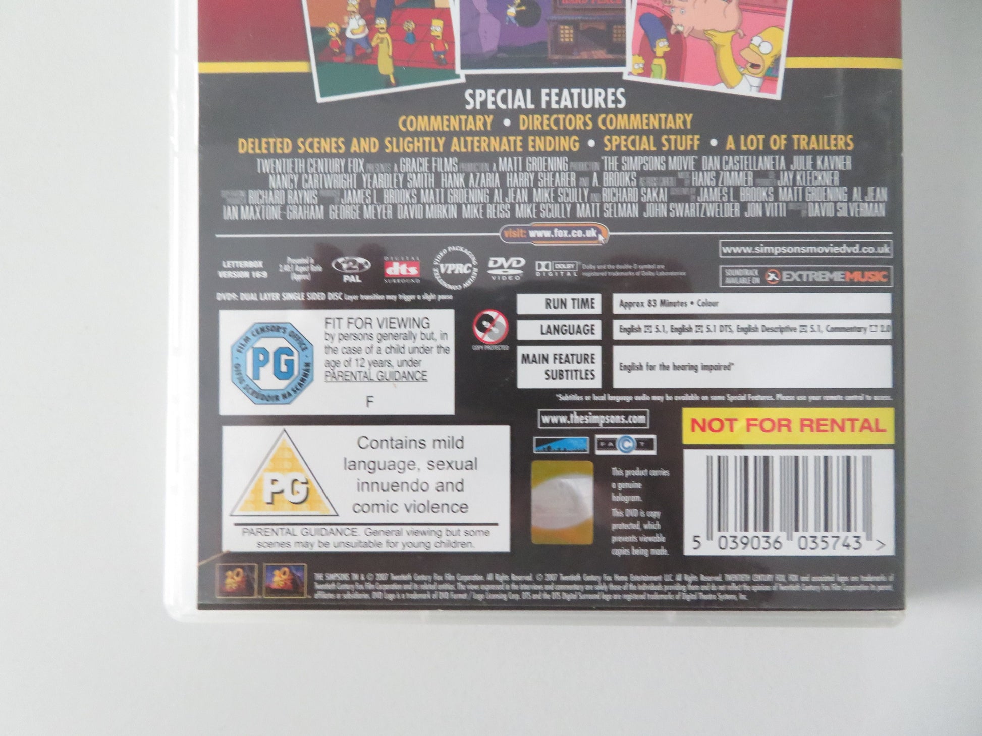 The Simpsons Movie (DVD) Dan Castellaneta Julie Kavner 2007 Region 2 Movie posters