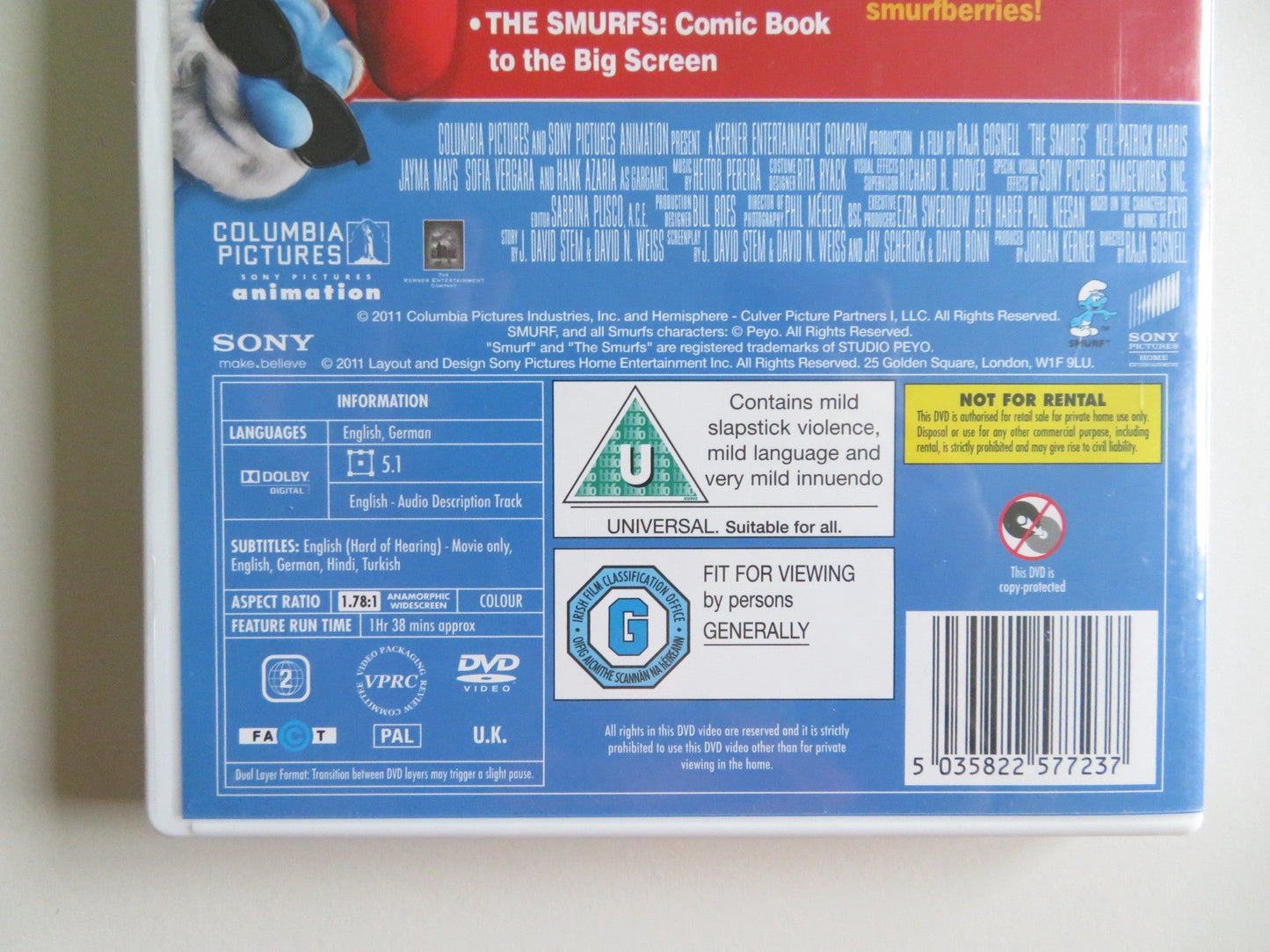 THE SMURFS - B (DVD) HANK AZARIA SOFIA VERGARA 2011 REGION 2 Movie posters