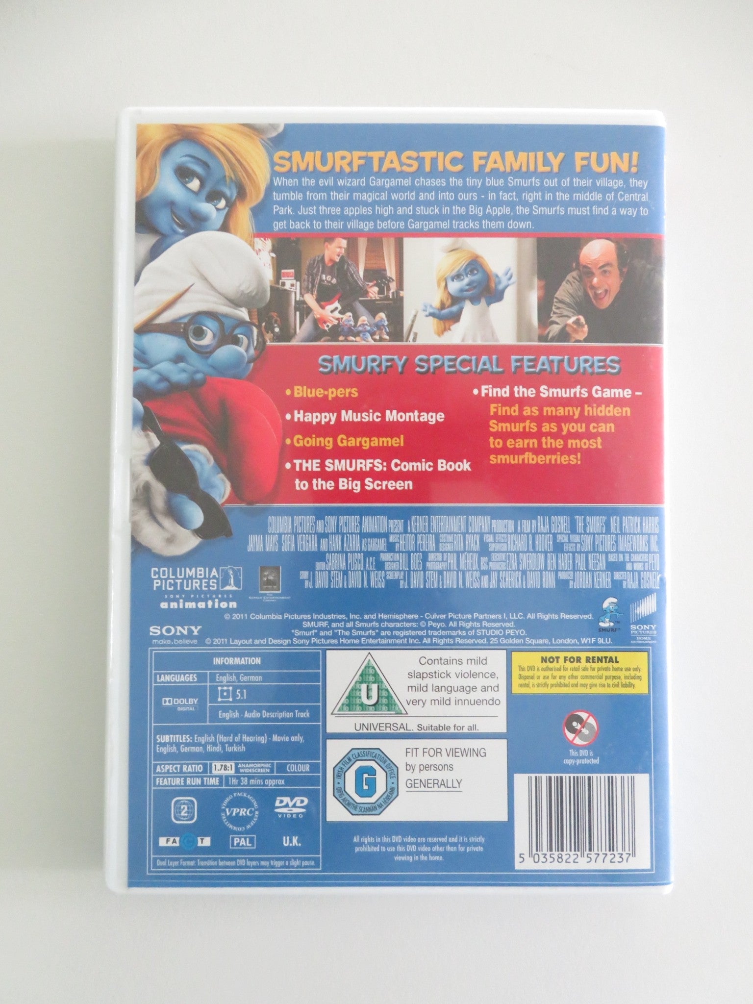 THE SMURFS (DVD) HANK AZARIA NEIL PATRICK HARRIS 2011 REGION 2 Movie posters