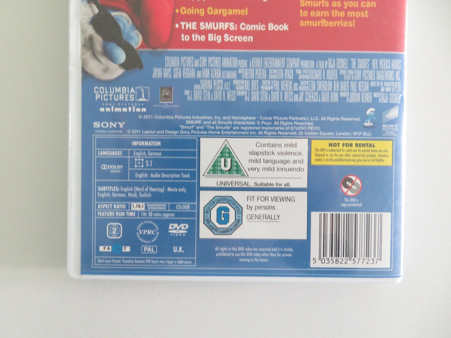 THE SMURFS (DVD) HANK AZARIA NEIL PATRICK HARRIS 2011 REGION 2 Movie posters