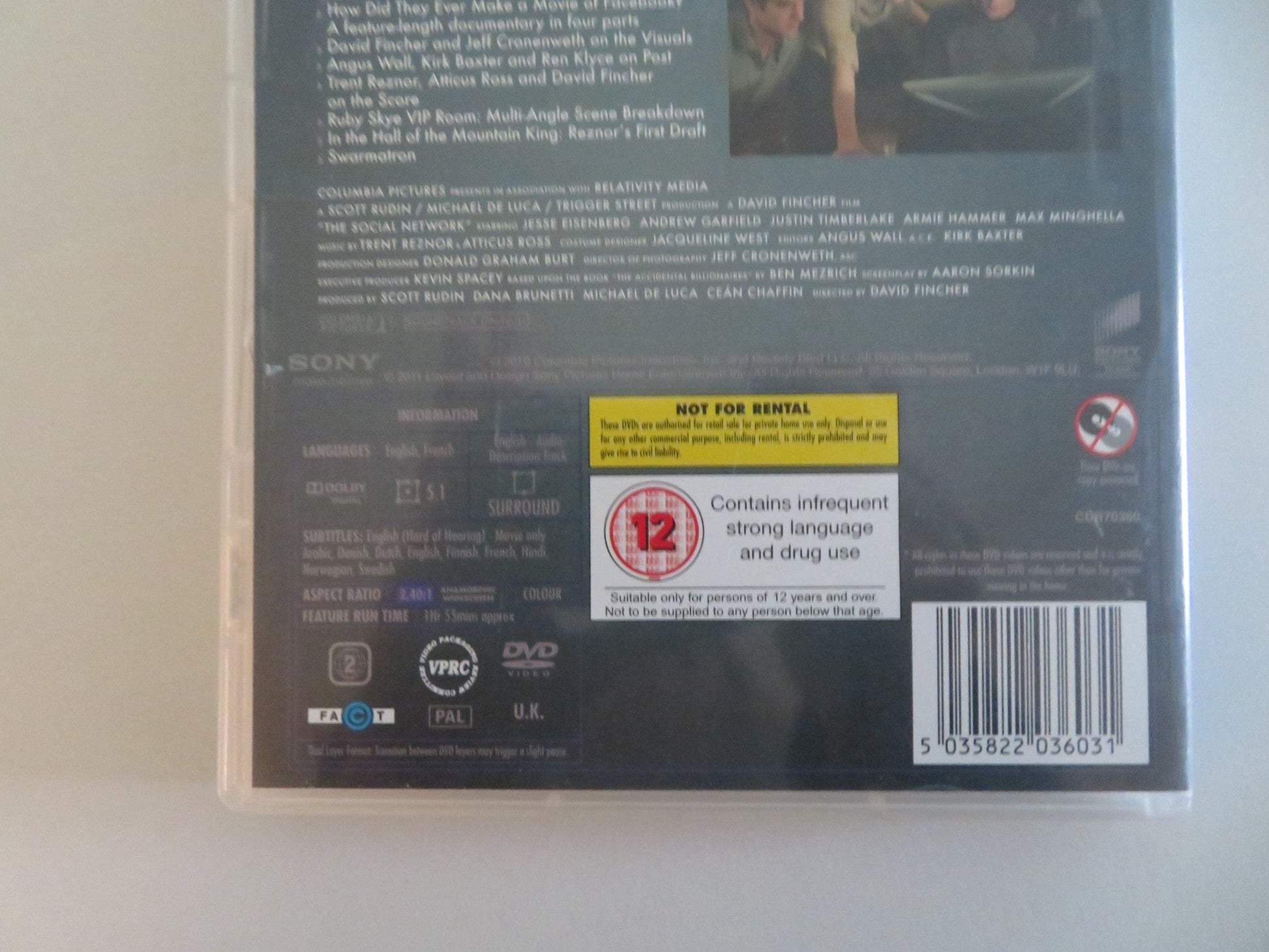 THE SOCIAL NETWORK - TWO DISC COLLECTOR'S EDITION (DVD) EISENBERG 2010 REGION 2 Movie posters
