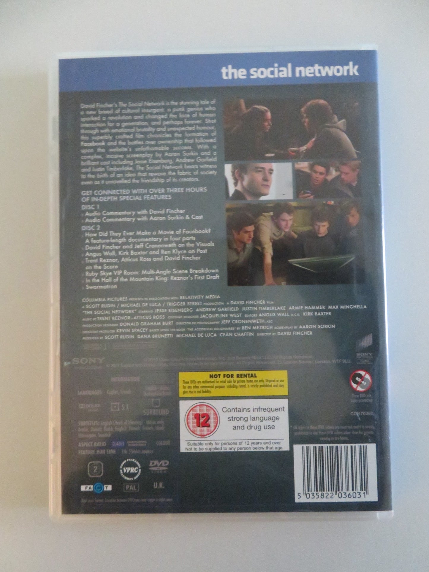 THE SOCIAL NETWORK - TWO DISC COLLECTOR'S EDITION (DVD) EISENBERG 2010 REGION 2 Movie posters